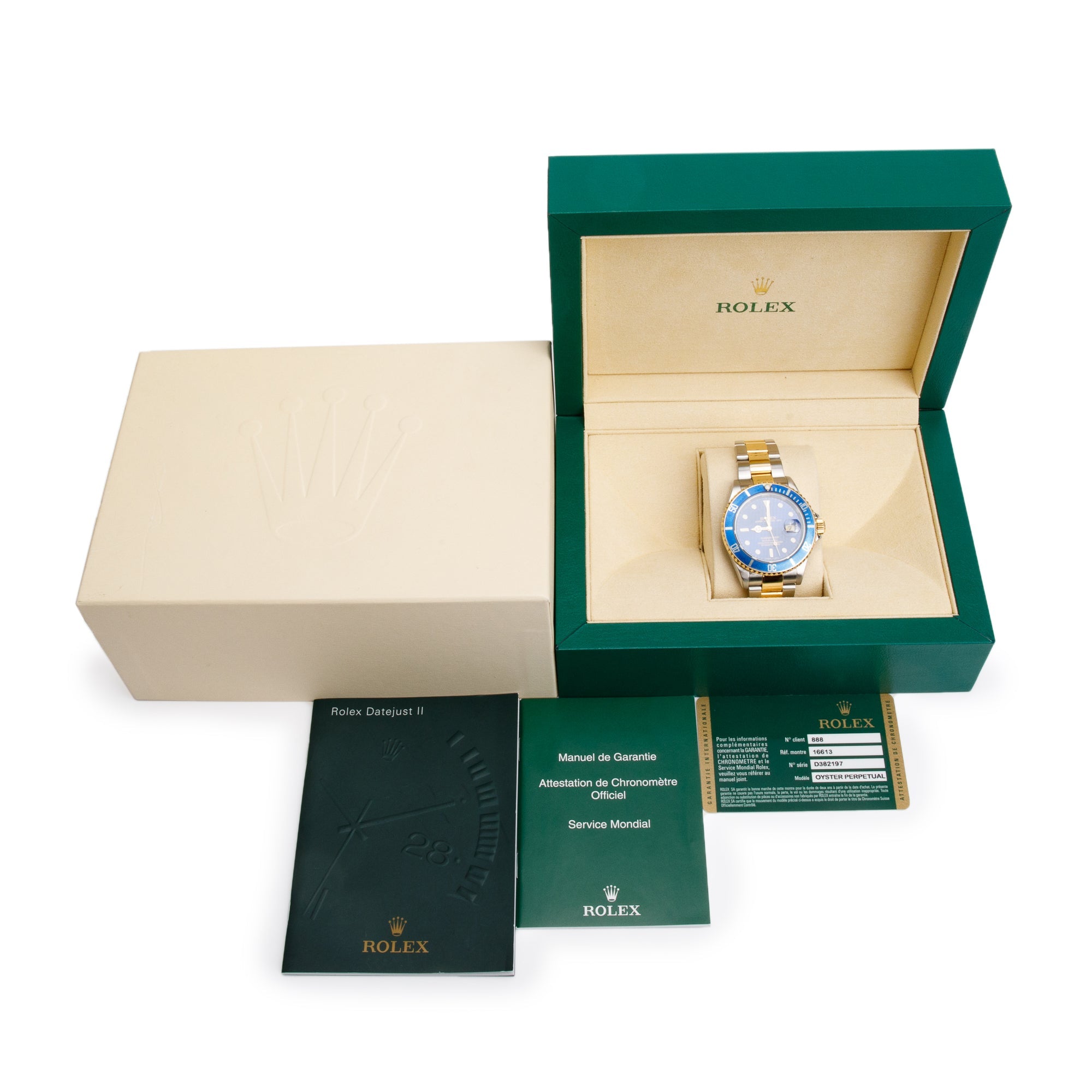 Rolex Stainless Steel & 18k Yellow Gold Submariner Date 40 MM Automatic Watch 16613 w/ Box & Papers