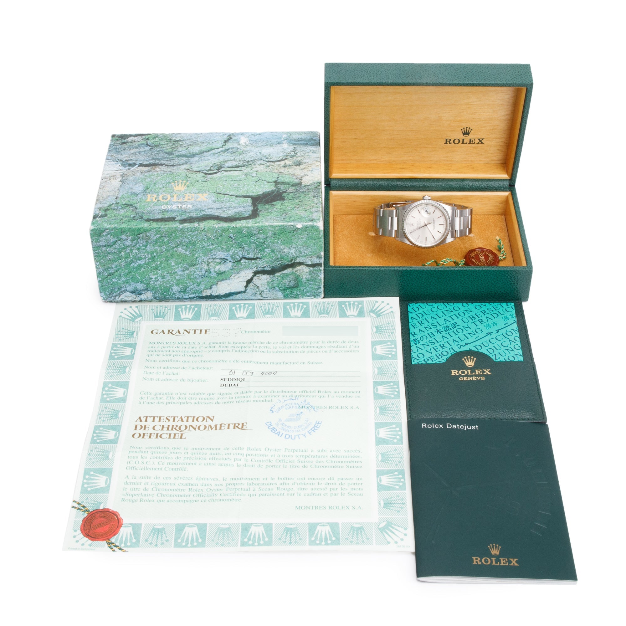 Rolex Stainless Steel Datejust 36 MM Automatic Watch Silver Dial 16220 w/ Box & Papers