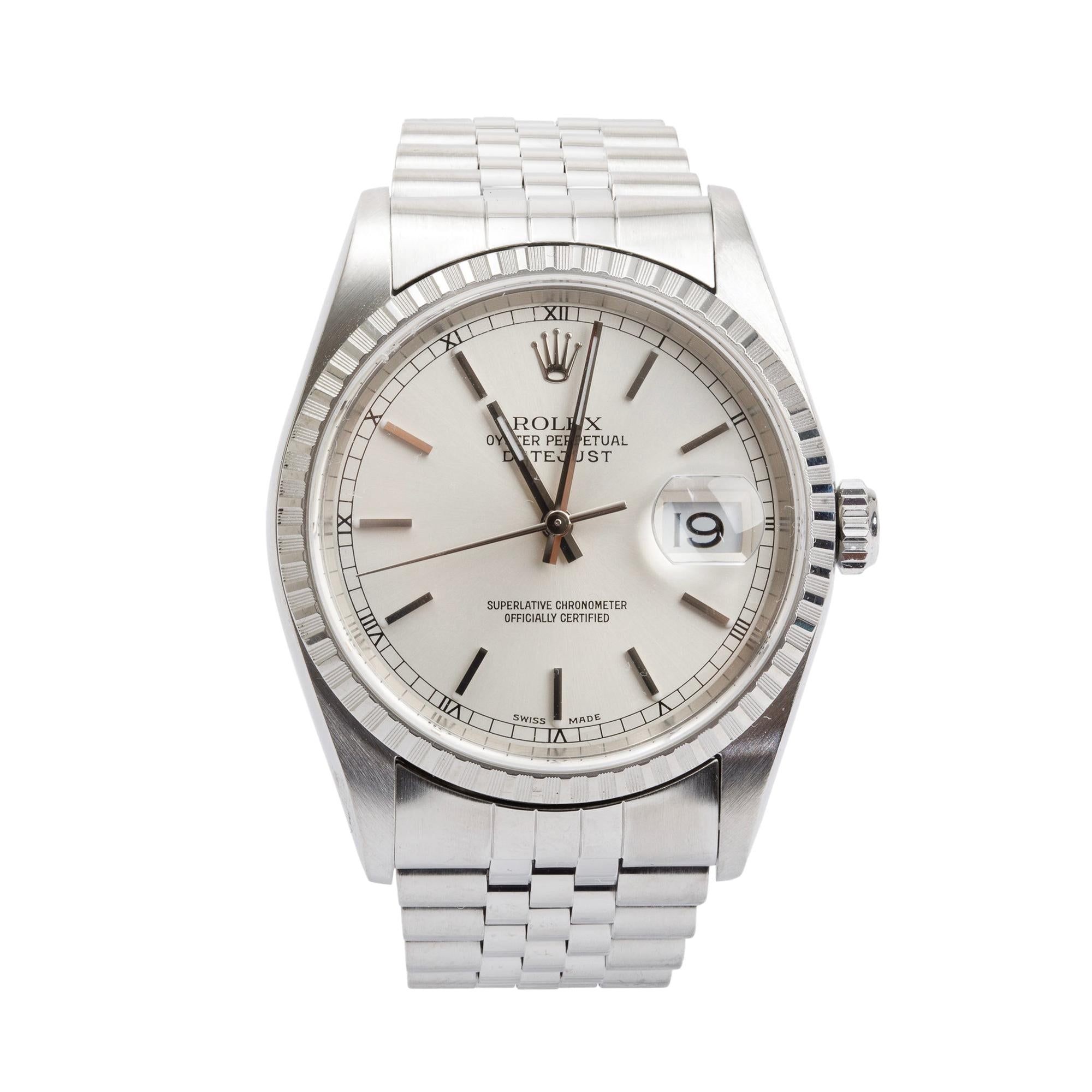 Rolex Stainless Steel Datejust 36 MM Automatic Watch w/ Box & Papers