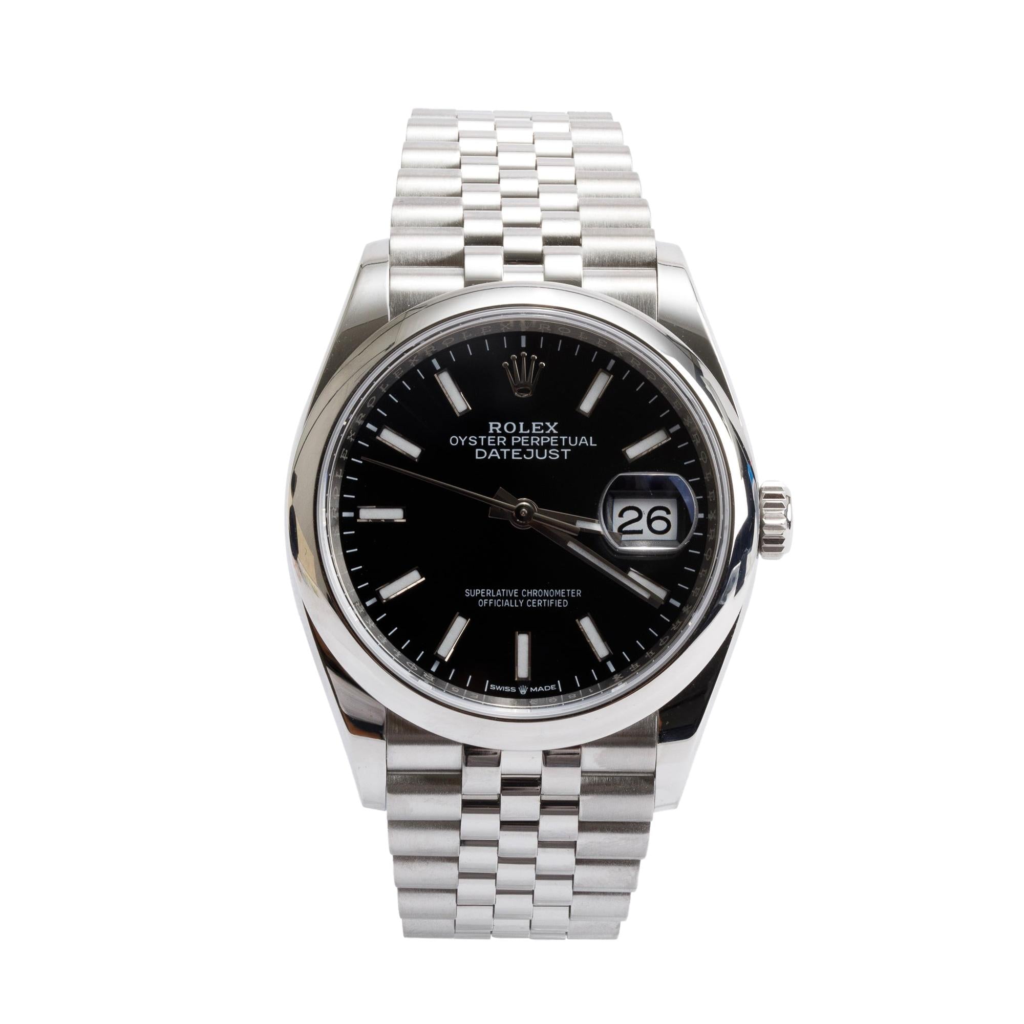 Rolex Stainless Steel Datejust 36MM Automatic Watch 126200 w/ Box & Papers