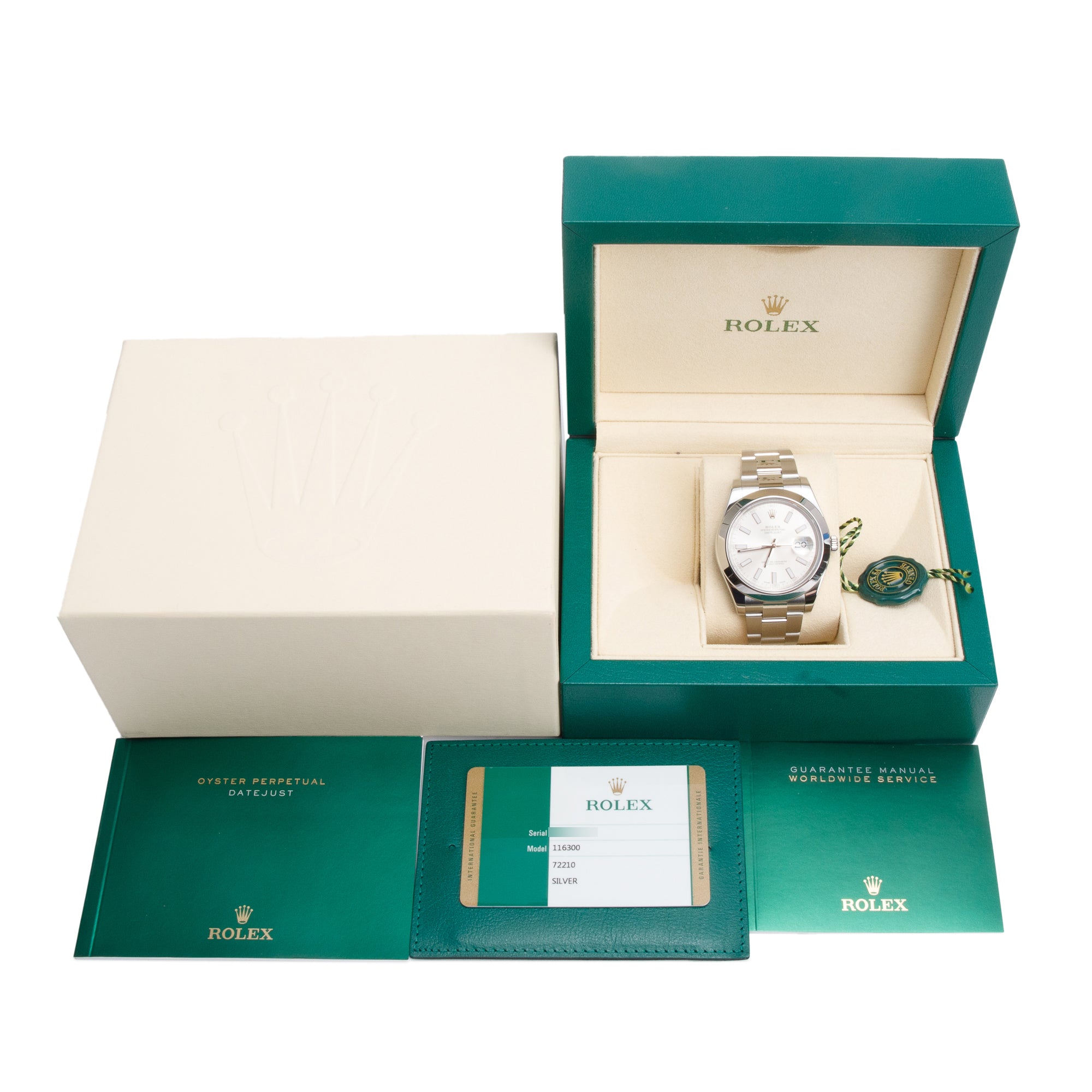 Rolex Stainless Steel Datejust 41 MM Automatic Watch Silver Dial 116300 w/ Box & Papers