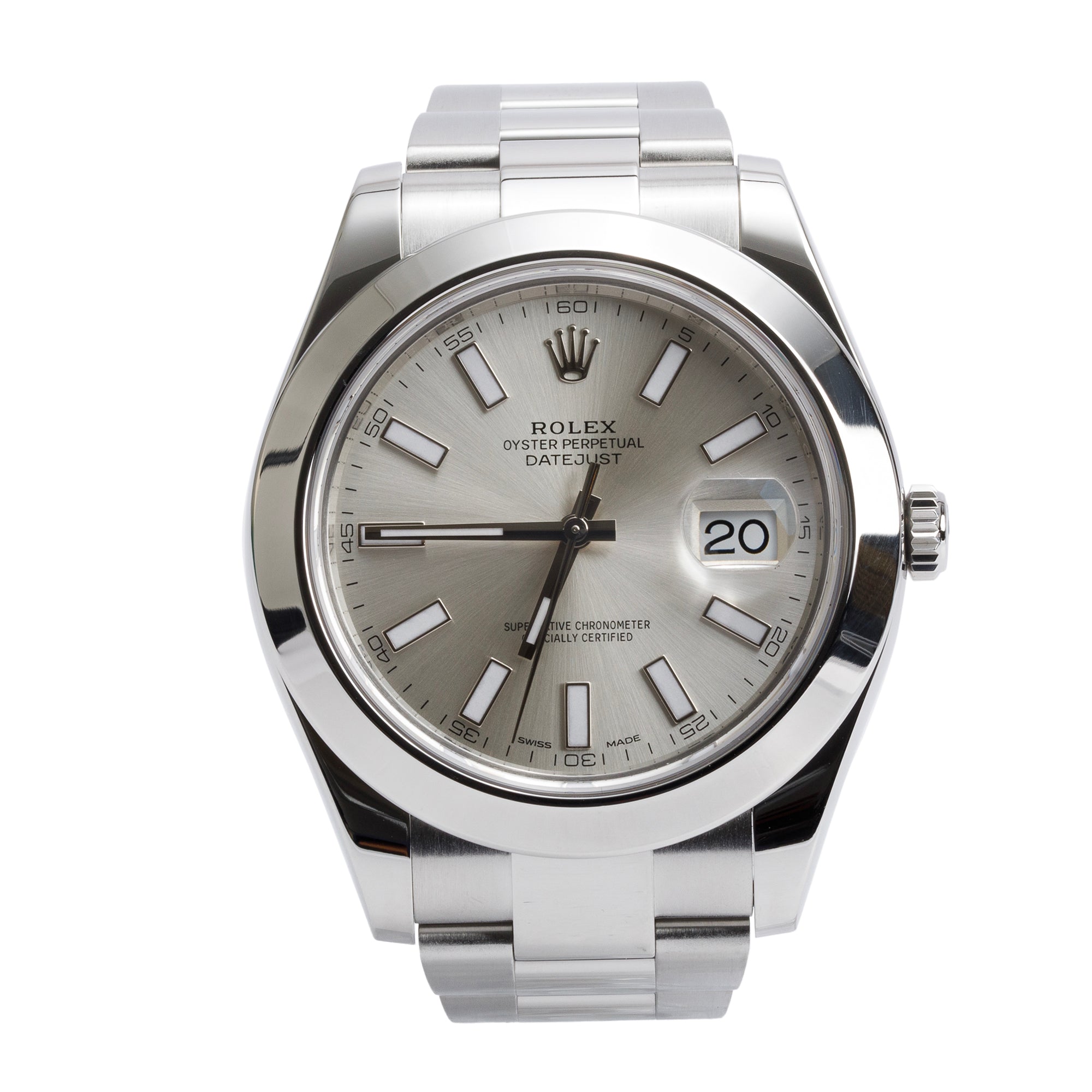 Rolex Stainless Steel Datejust 41 MM Automatic Watch Silver Dial 116300 w/ Box & Papers