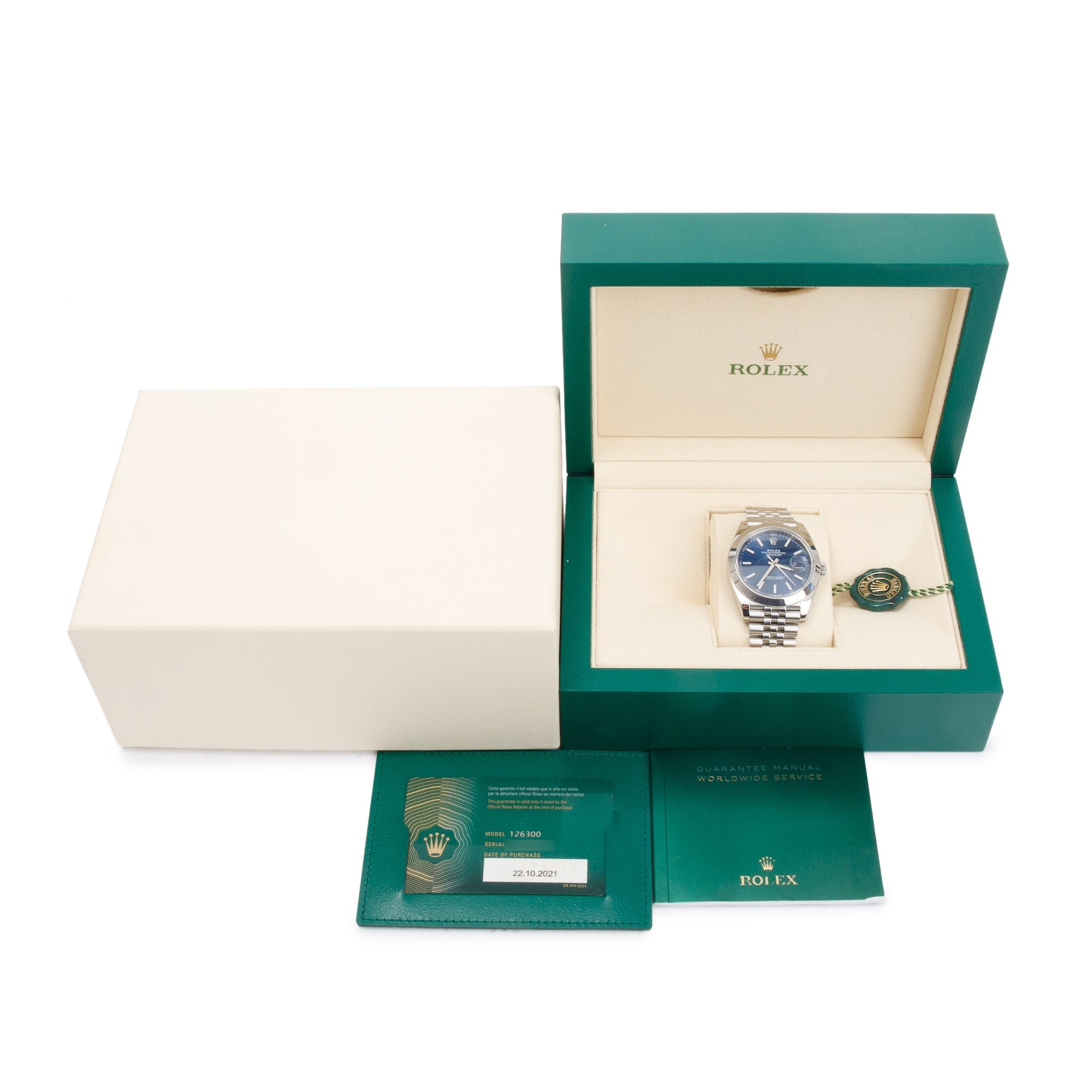 Rolex Stainless Steel Datejust 41 MM Blue Dial Watch w/ Box & Papers