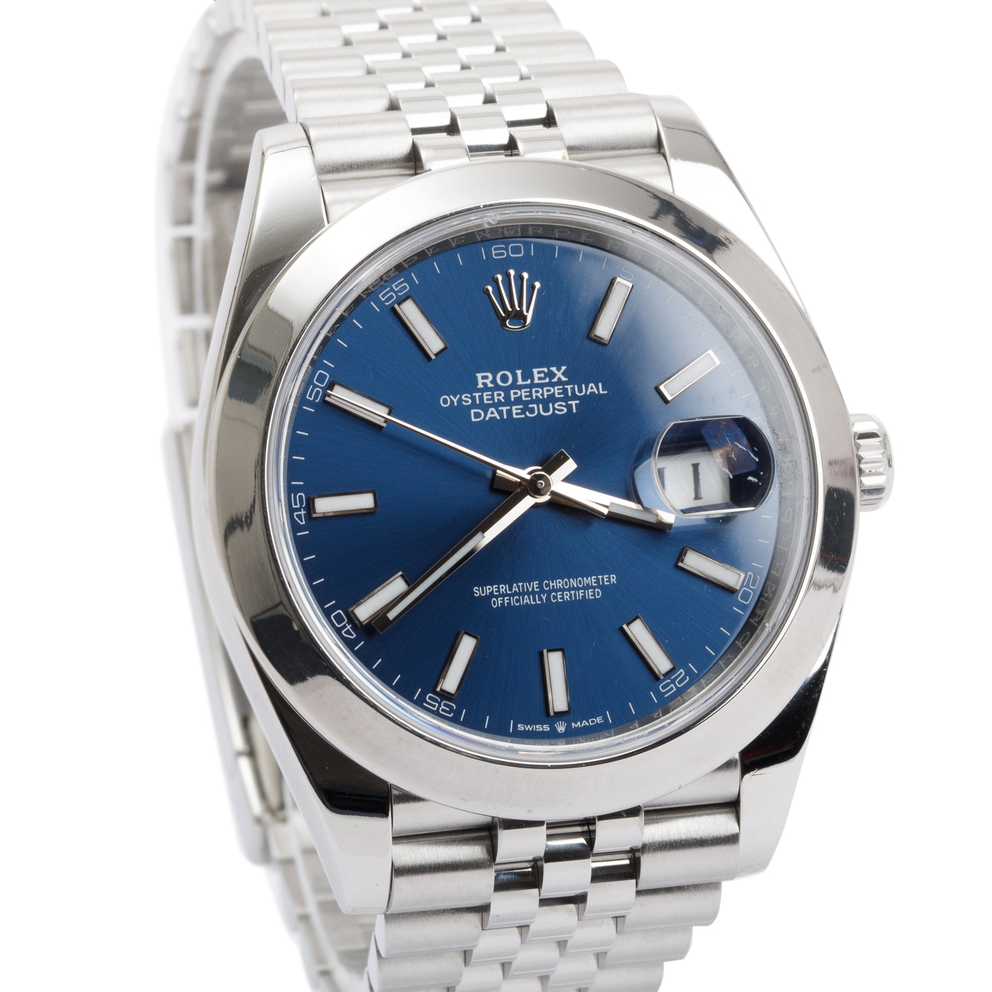 Rolex Stainless Steel Datejust 41 MM Blue Dial Watch w/ Box & Papers