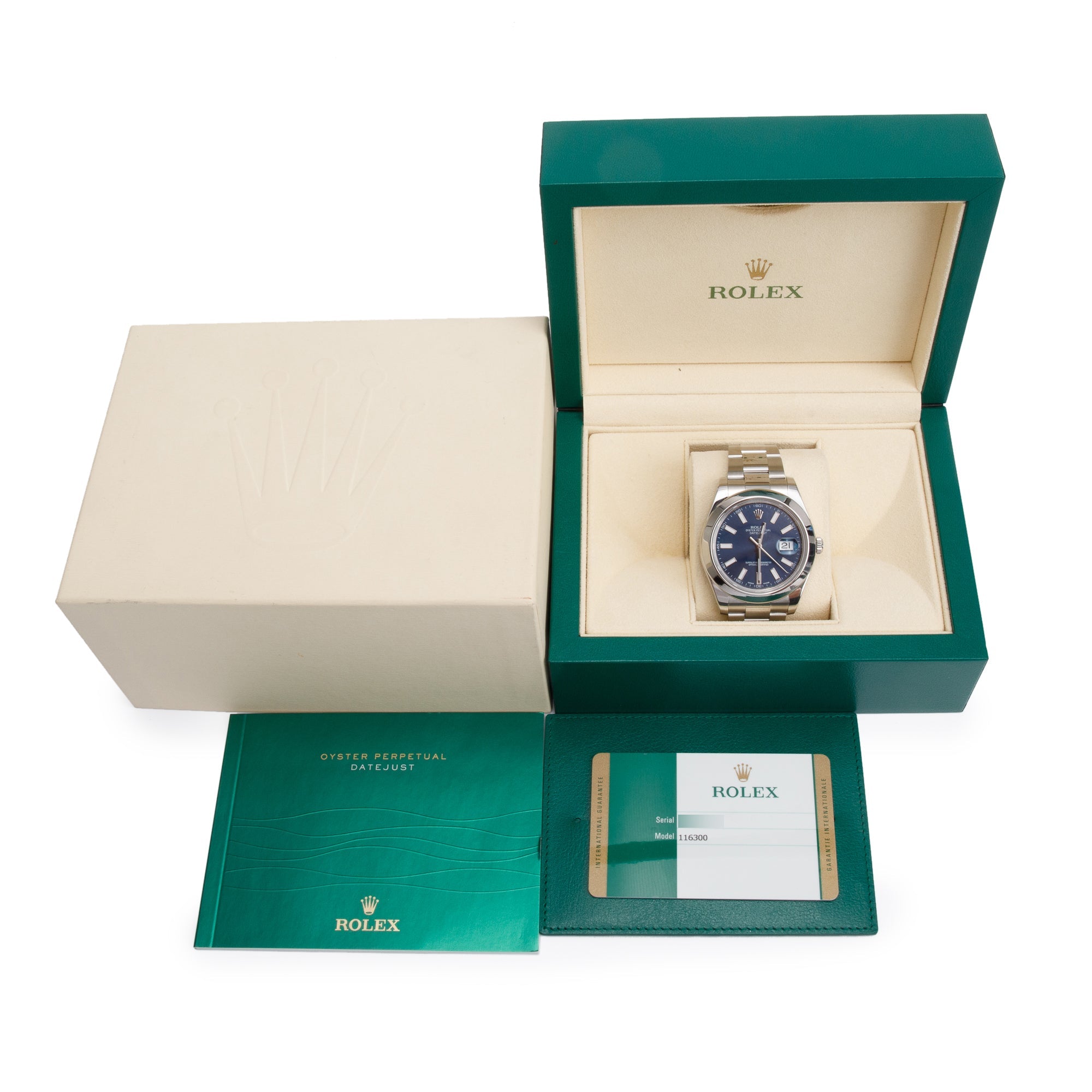 Rolex Stainless Steel Datejust 41 MM Watch Blue Dial 116300 w/ Box & Papers