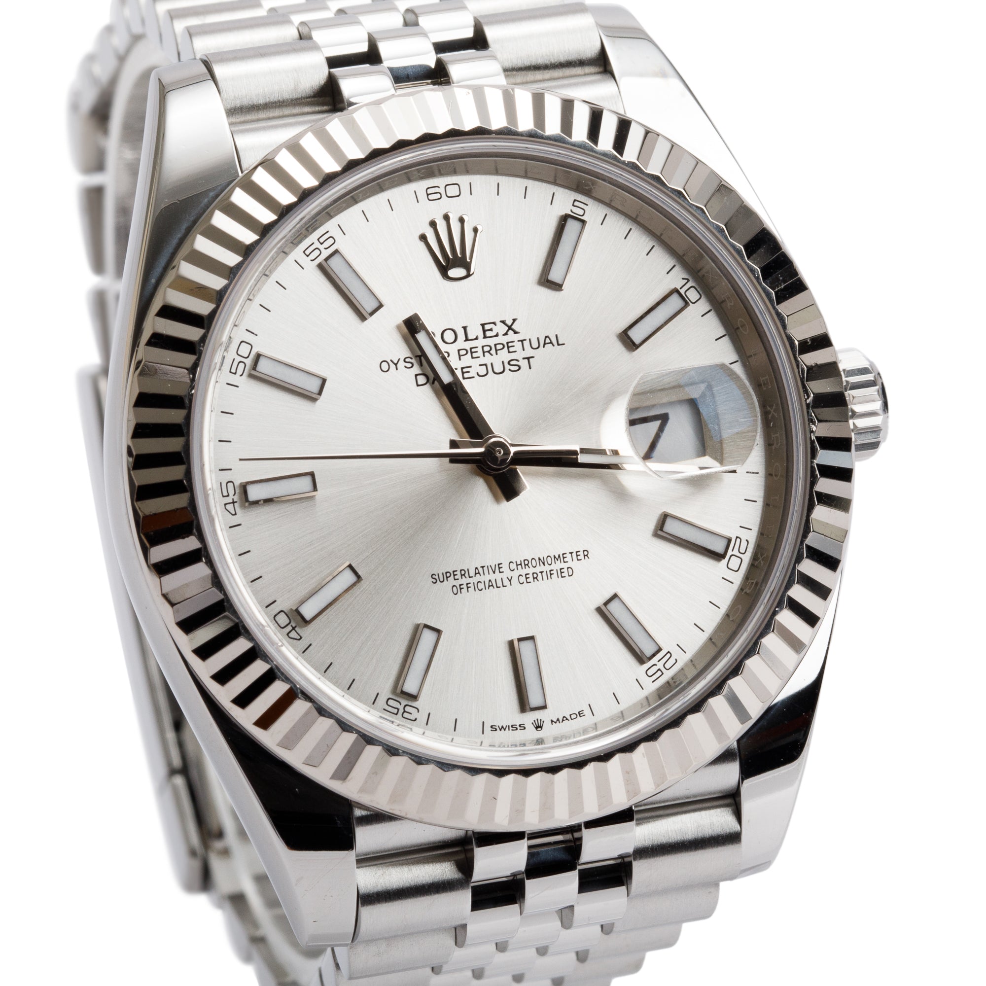 Rolex Stainless Steel Datejust Silver Dial 41 MM Watch 126334 w/ Box & Papers