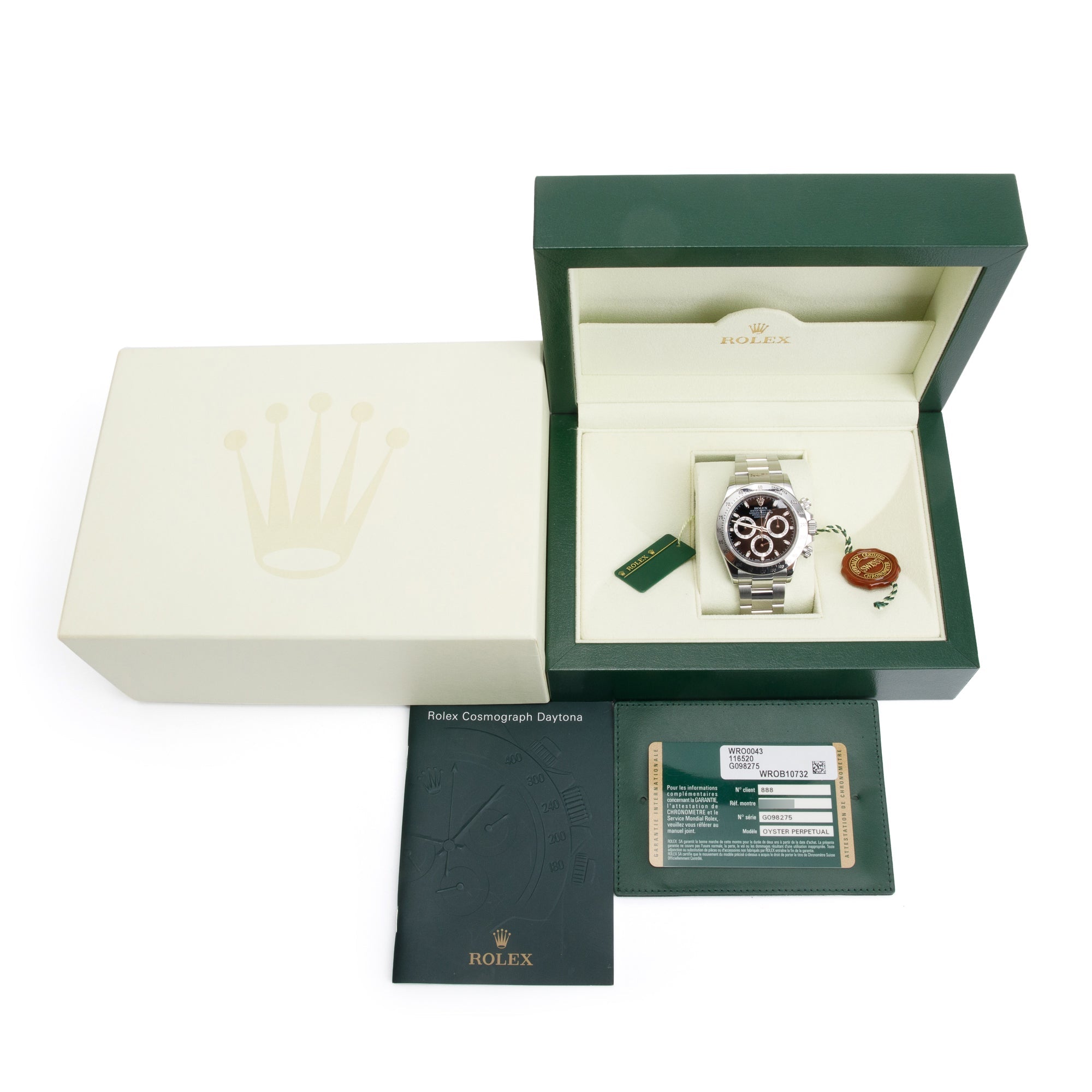 Rolex Stainless Steel Daytona 40 MM Chronograph Watch 116520 w/ Box & Papers