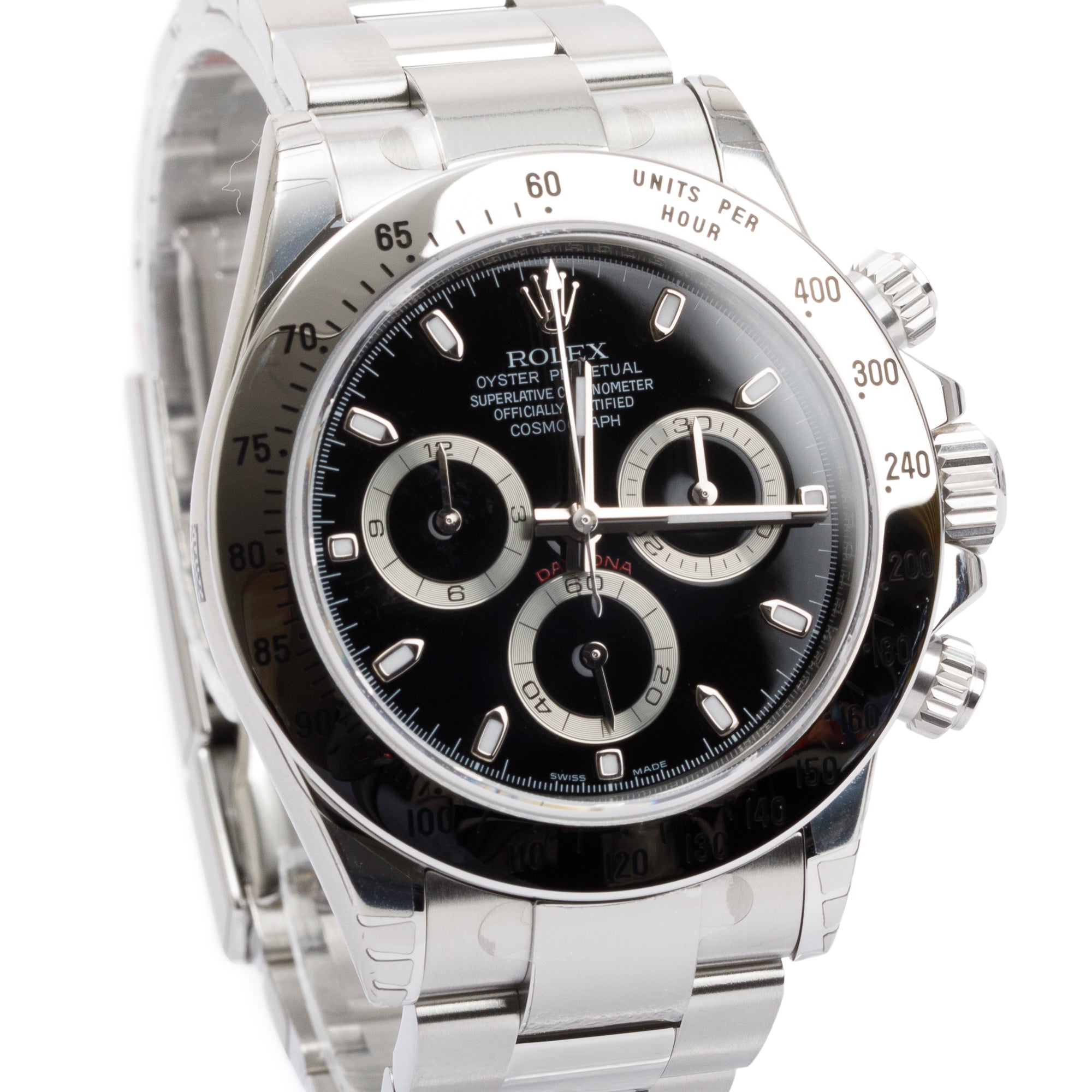 Rolex Stainless Steel Daytona 40 MM Chronograph Watch w/ Box & Papers