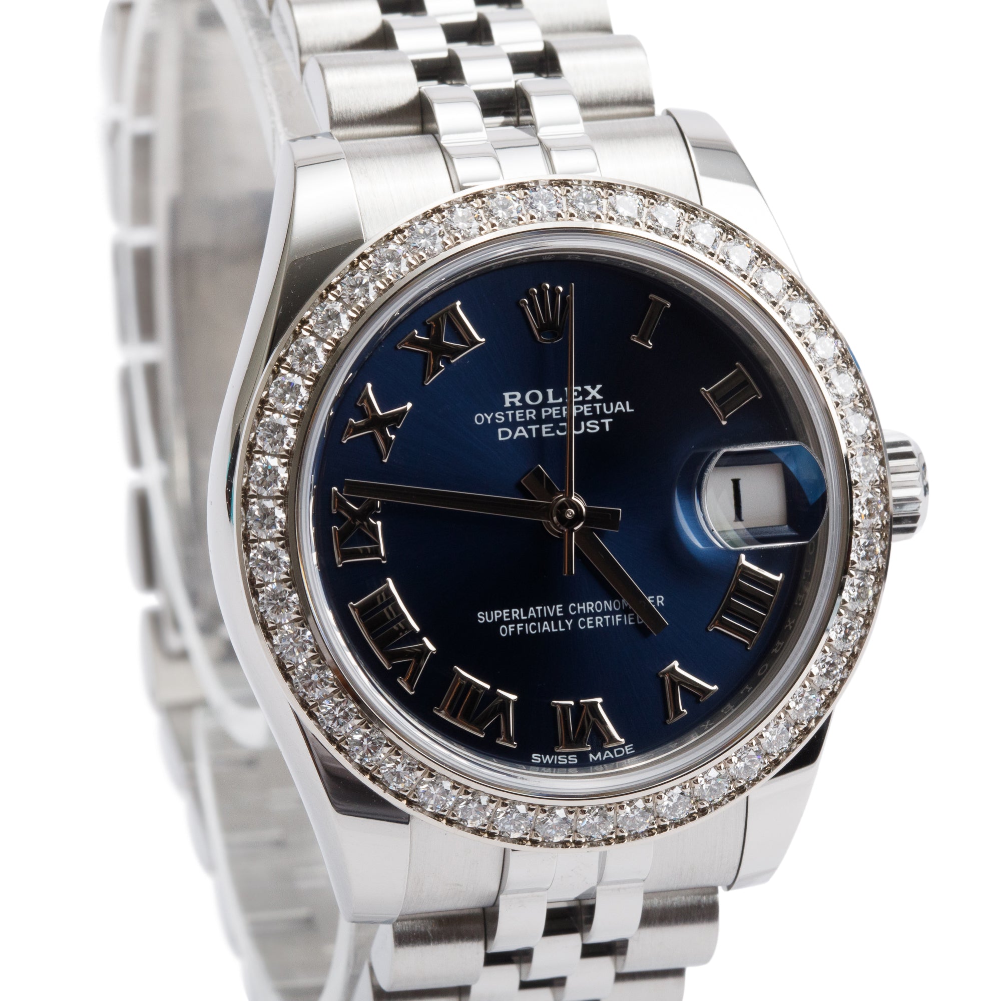 Rolex Stainless Steel Diamond Bezel Datejust 31 MM Watch 178384 w/ Box & Papers