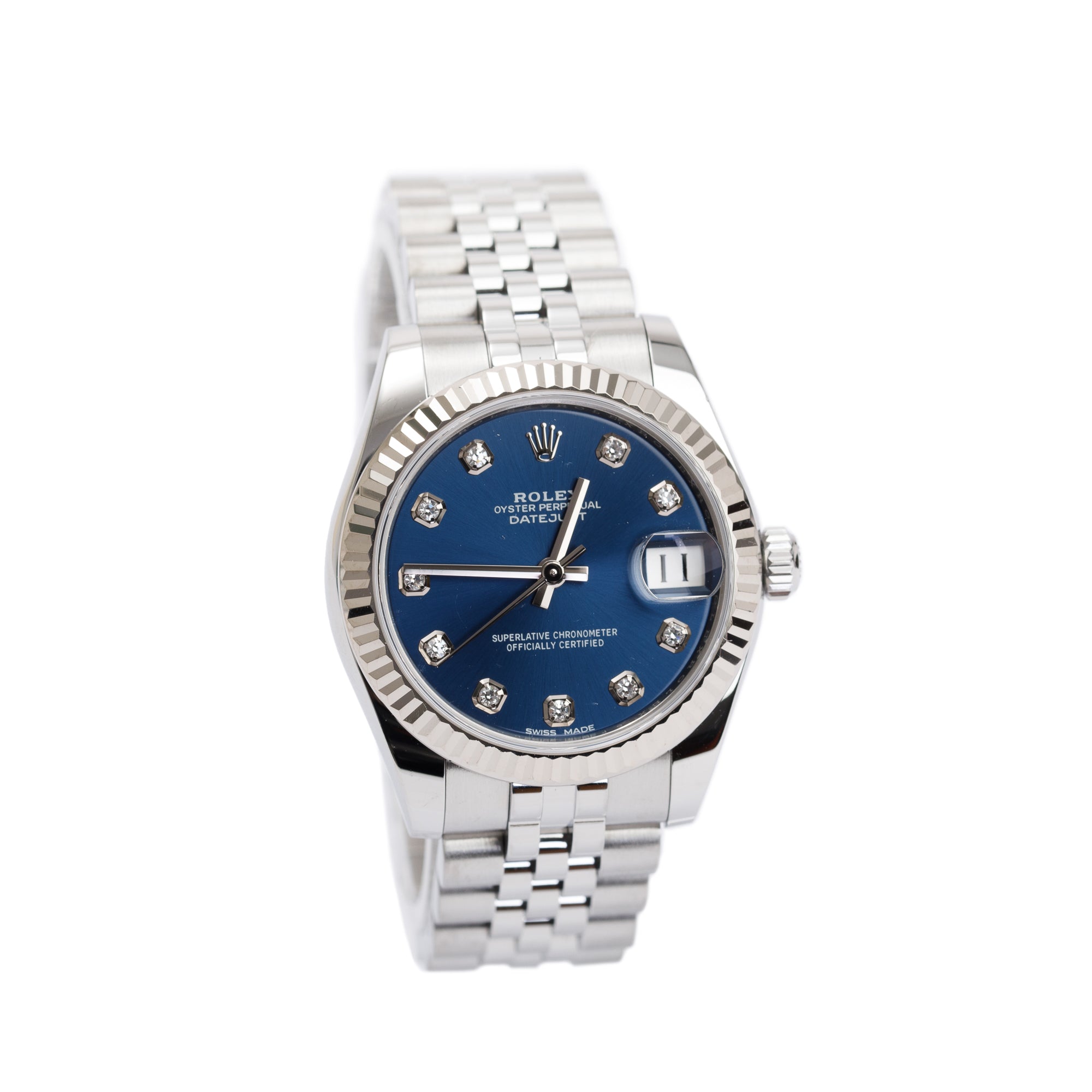 Rolex Stainless Steel Diamond Dial Datejust 31MM Watch w/ Box & Papers