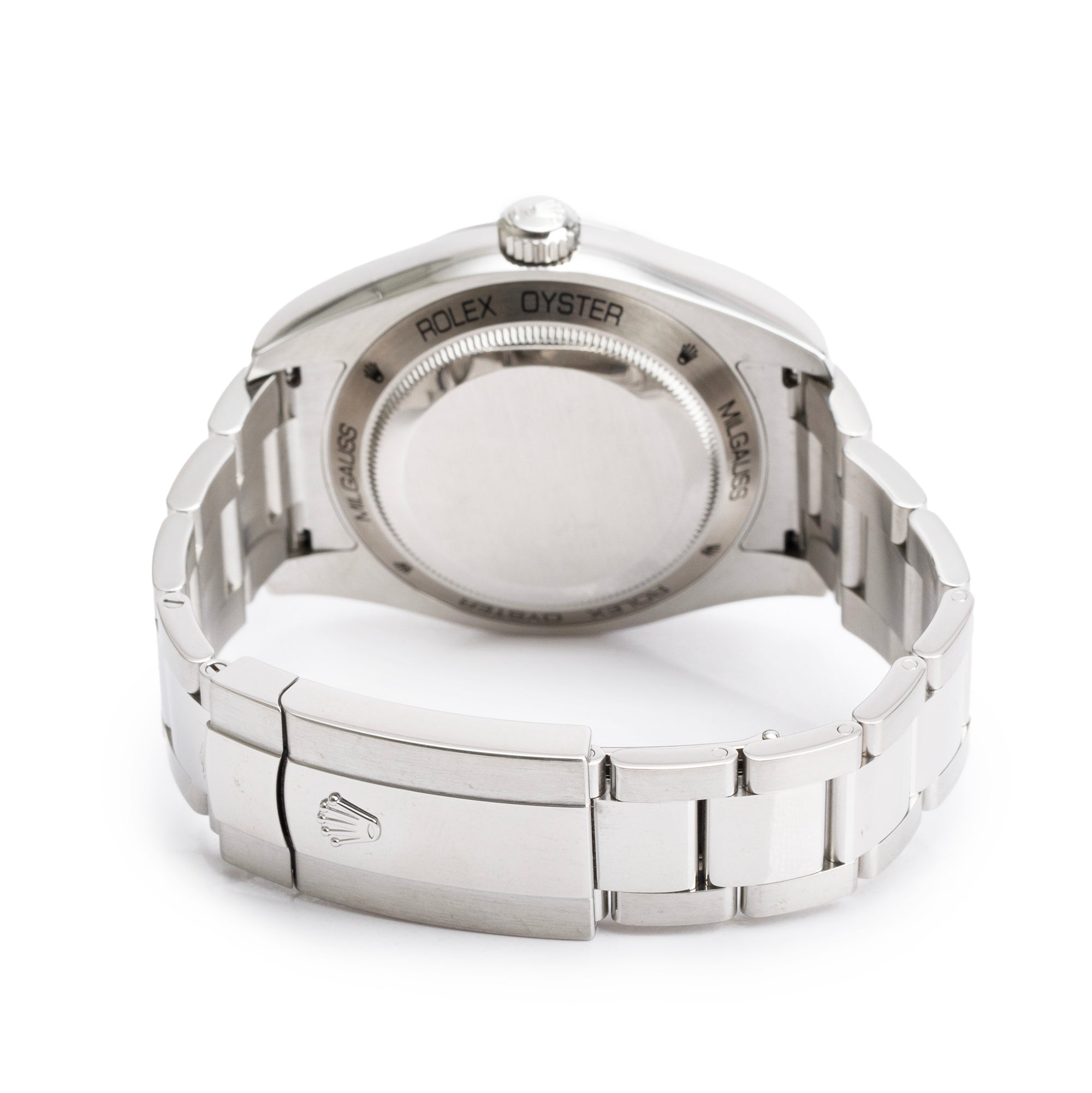 Rolex Stainless Steel Milgauss Blue Dial Green Crystal 40 MM Watch 116400GV w/ Box & Papers