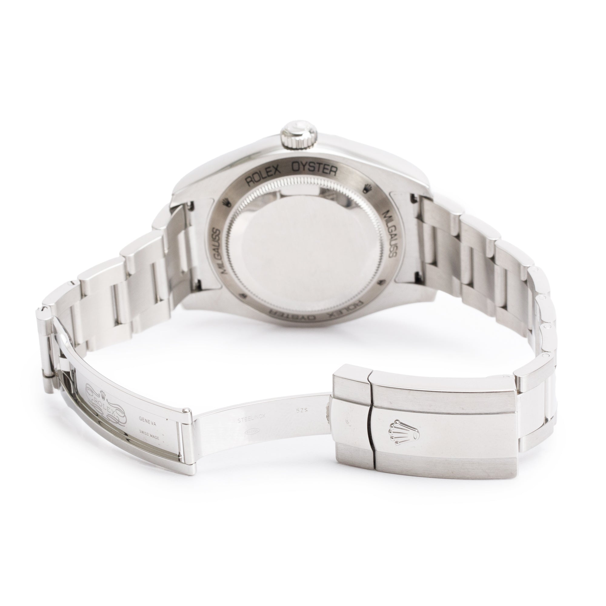 Rolex Stainless Steel Milgauss Blue Dial Green Crystal 40 MM Watch 116400GV w/ Box & Papers