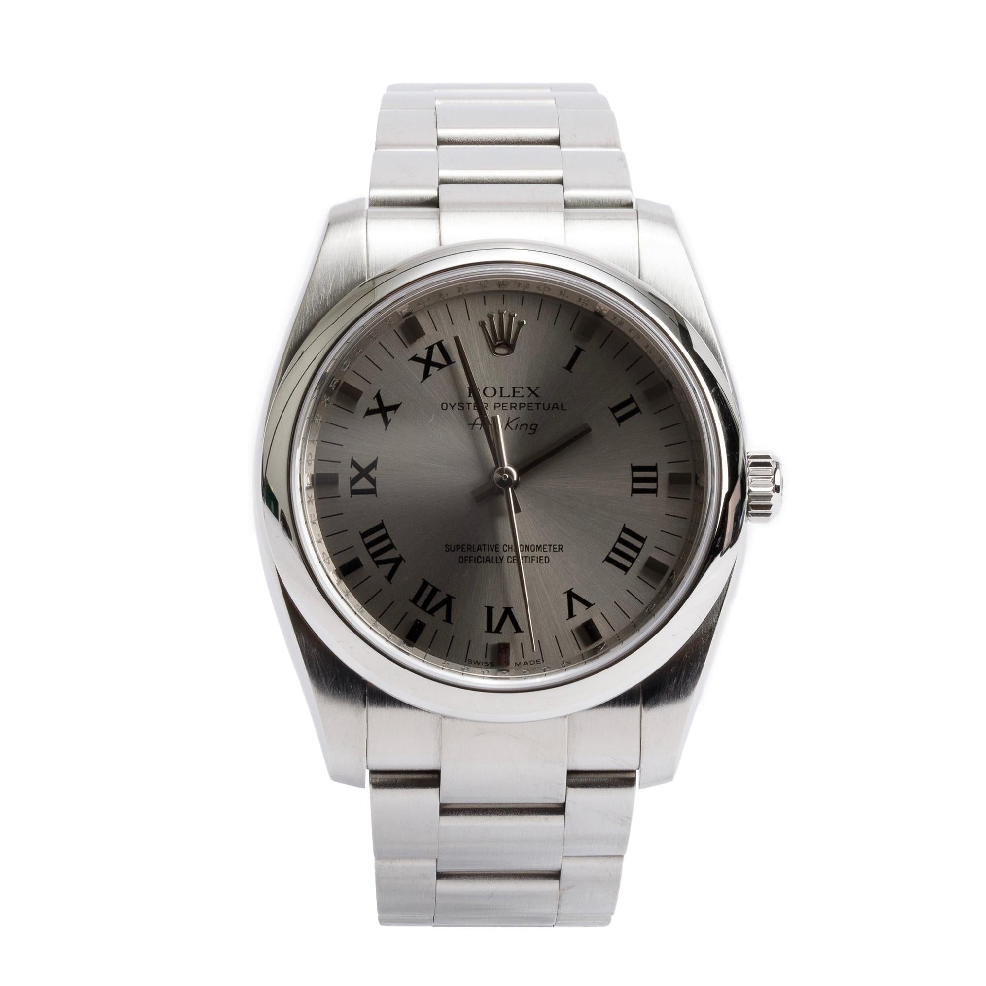 Rolex Stainless Steel Oyster Perpetual Air King 34 MM Automatic Watch 114200 w/ Box