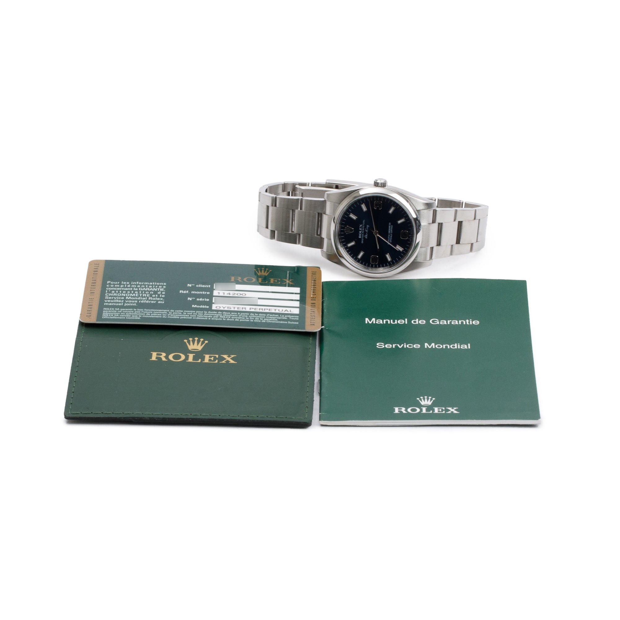 Rolex Stainless Steel Oyster Perpetual Air King 34 MM Automatic Watch 114200 w/ Papers