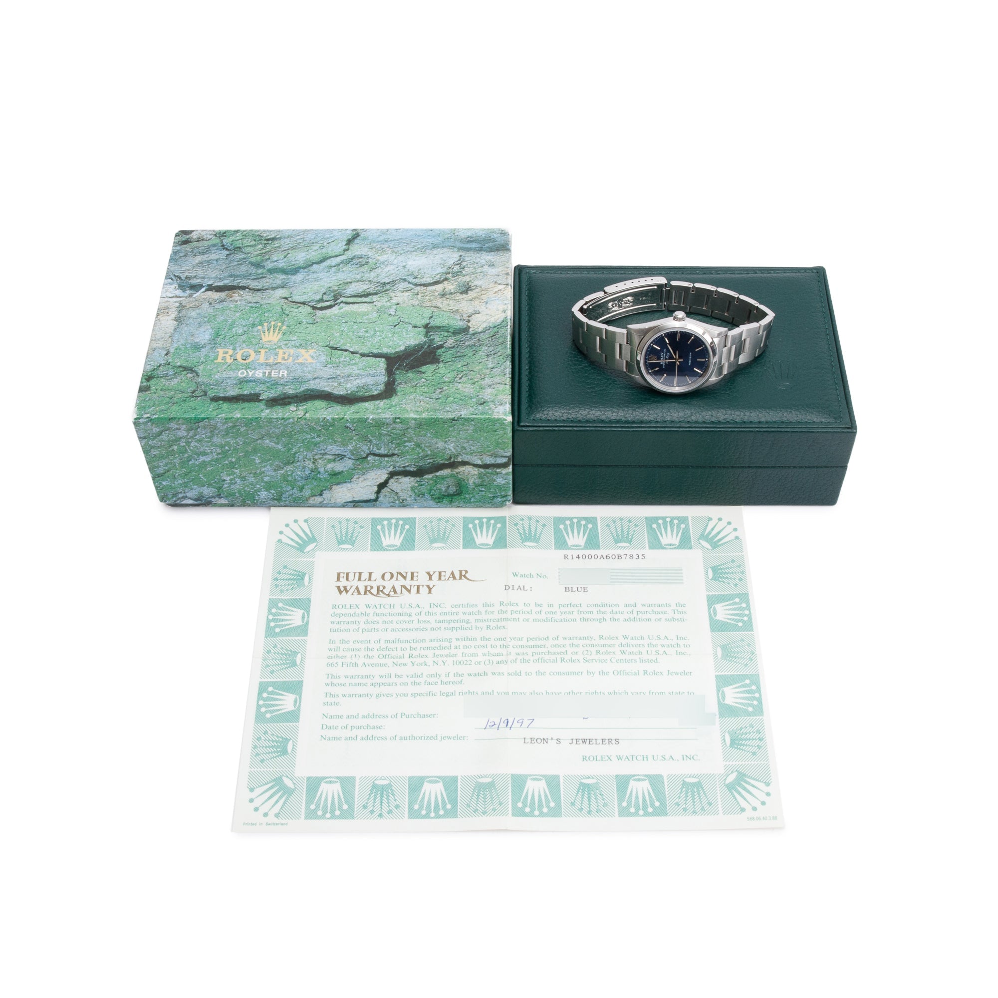 Rolex Stainless Steel Oyster Perpetual Air King 34 MM Watch 14000 w/ Box & Papers