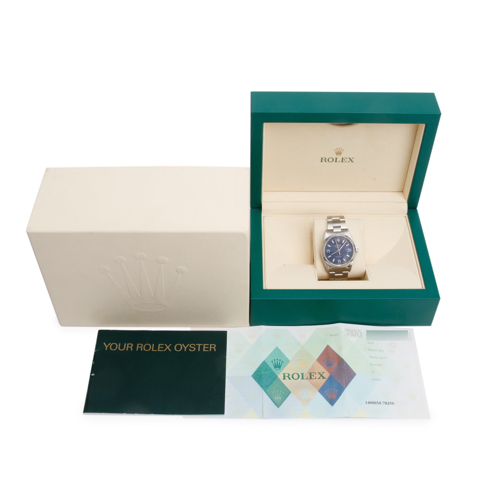 Rolex Stainless Steel Oyster Perpetual Air King 34 MM Watch Blue Dial 14000 w/ Box & Papers