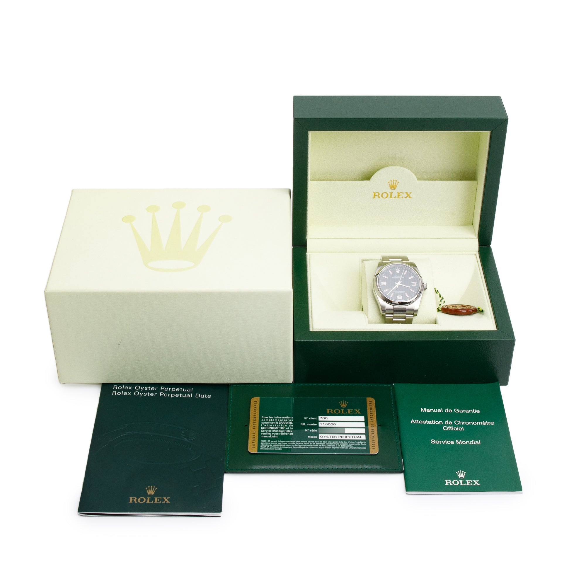 Rolex Stainless Steel Oyster Perpetual Black Dial Pink Index Markers Datejust 36MM Watch 116000 w/ Box & Papers