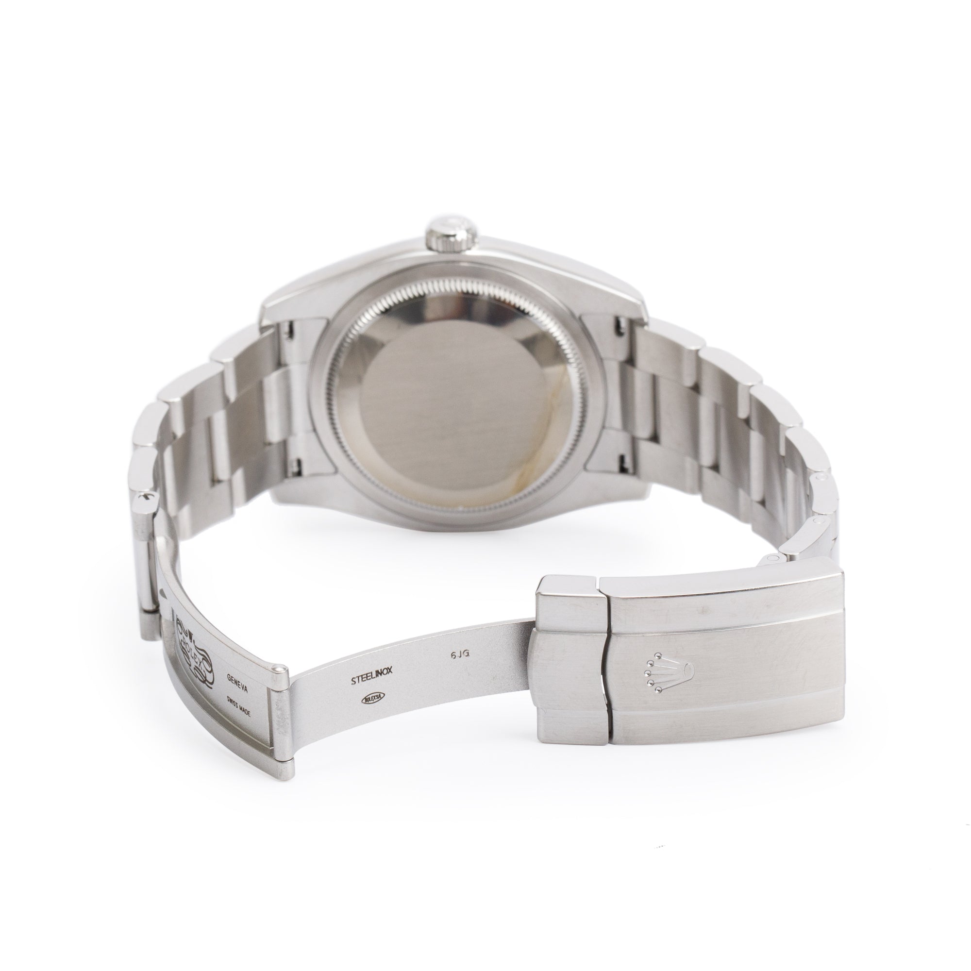 Rolex Stainless Steel Oyster Perpetual Black Dial Pink Index Markers Datejust 36MM Watch 116000 w/ Box & Papers