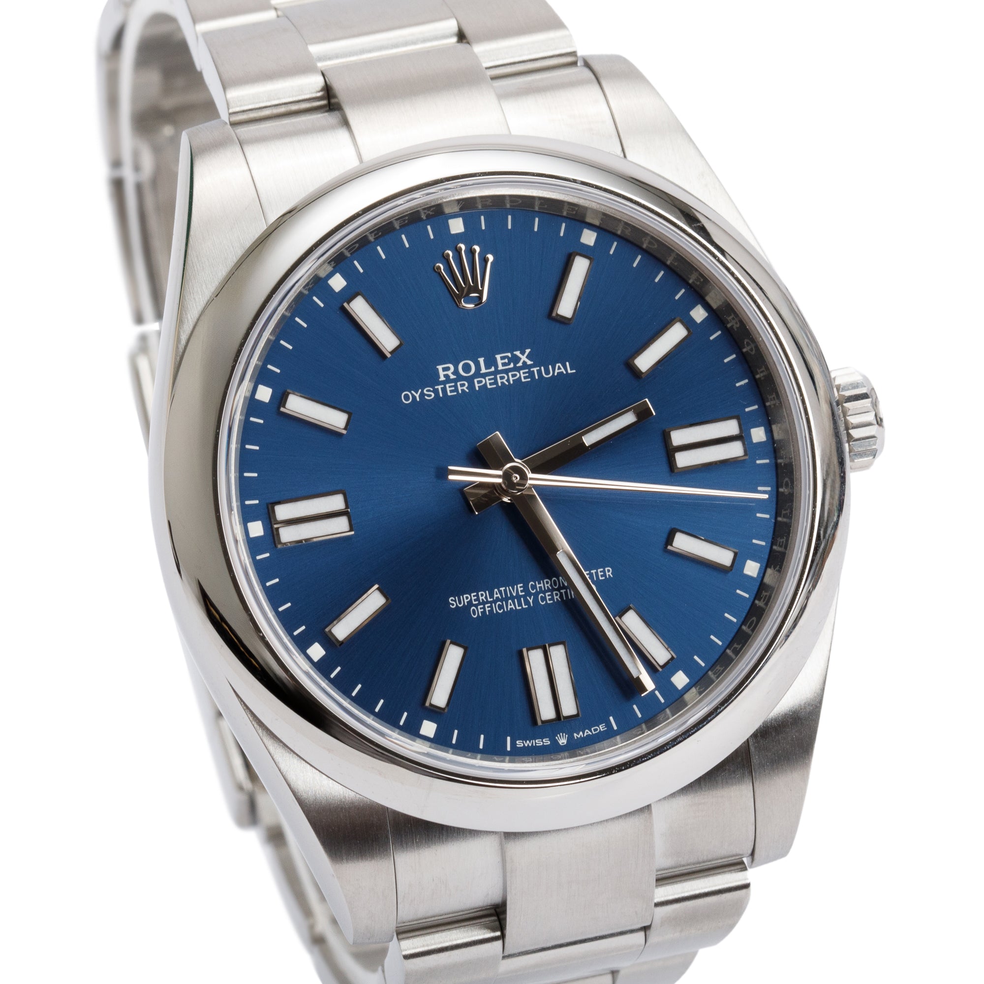 Rolex Stainless Steel Oyster Perpetual Blue Dial Datejust 41 MM Watch 124300 w/ Box & Papers