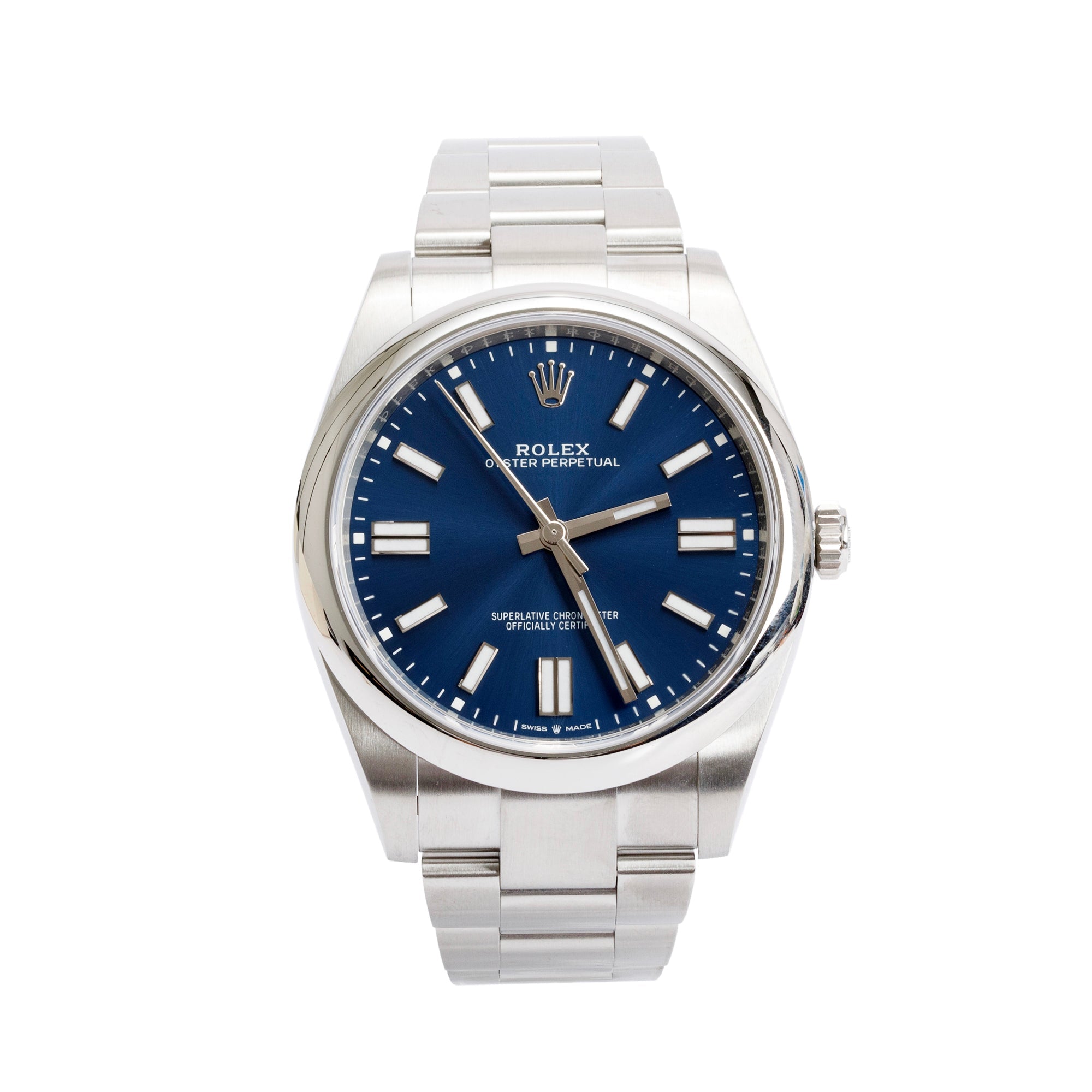 Rolex Stainless Steel Oyster Perpetual Blue Dial Datejust 41 MM Watch 124300 w/ Box & Papers