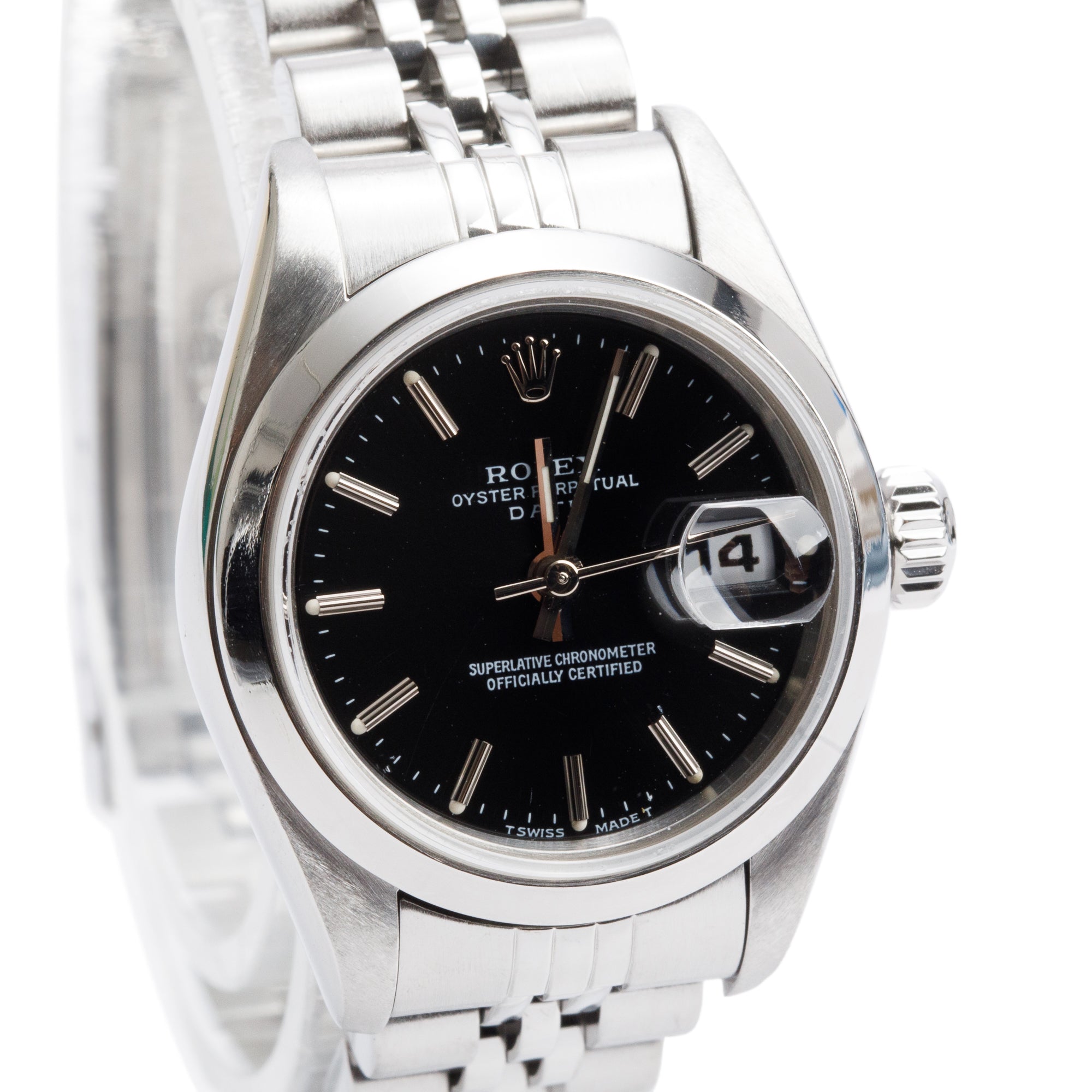 Rolex Stainless Steel Oyster Perpetual Date 26 MM Watch Black Dial 69160 w/ Box & Papers