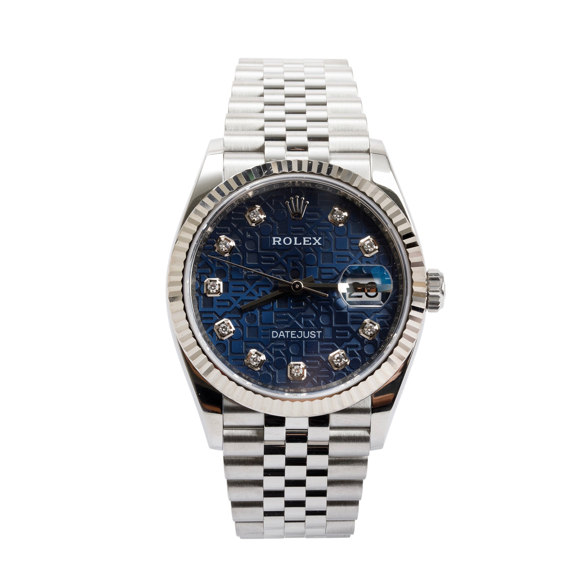 Rolex Stainless Steel Oyster Perpetual Datejust 36 MM Blue DIamond Dial Watch w/ Box & Papers