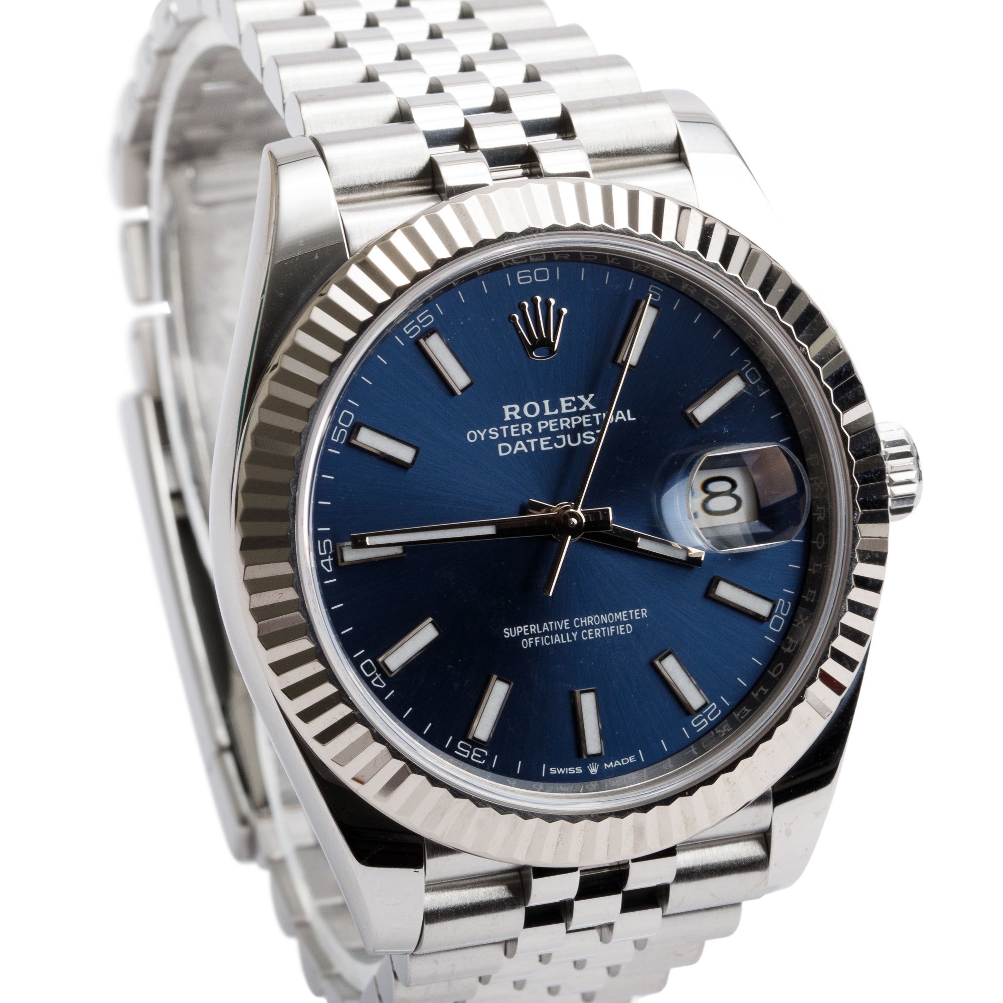 Rolex Stainless Steel Oyster Perpetual Datejust 41 MM Watch Blue Dial 126334 w/ Box & Papers