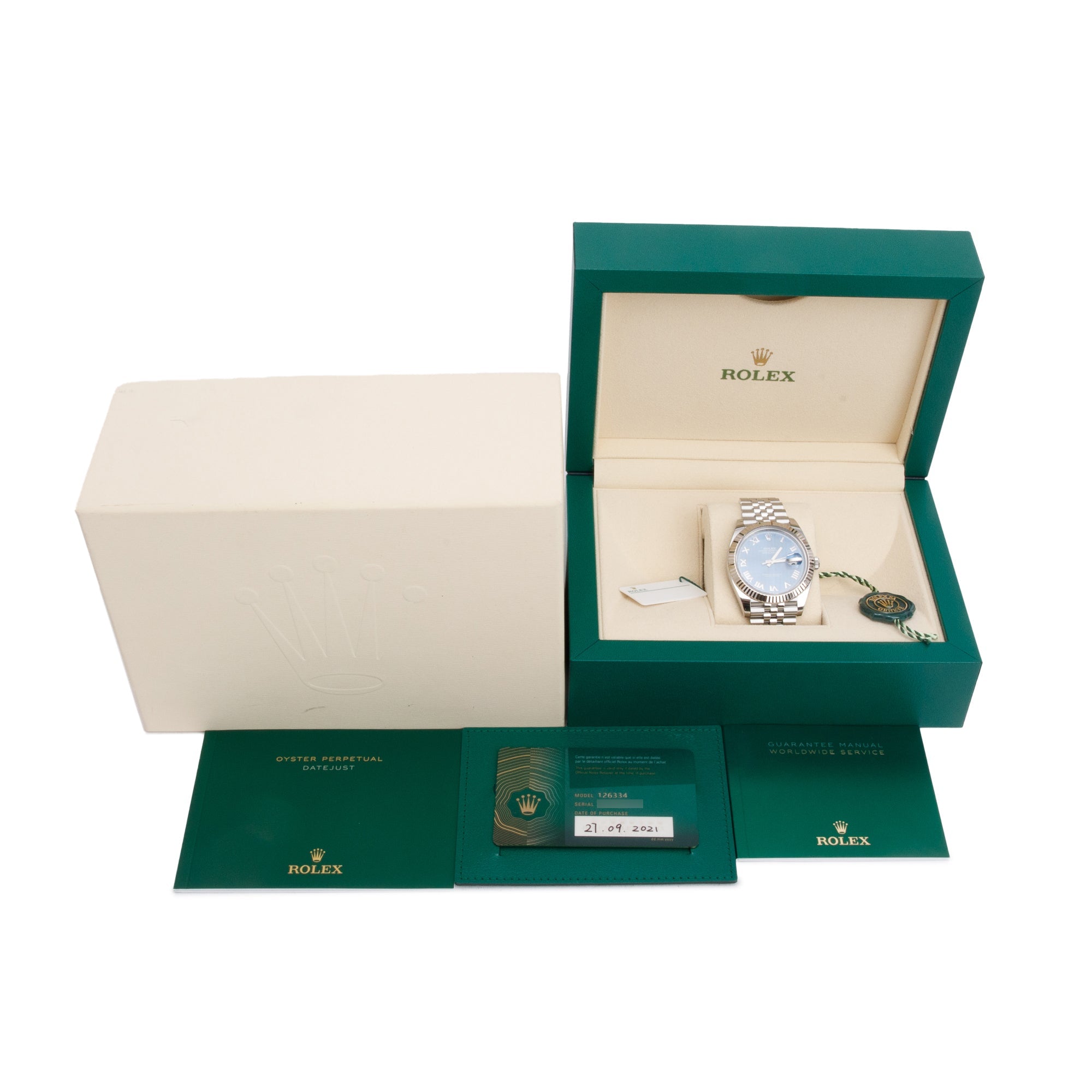 Rolex Stainless Steel Oyster Perpetual Datejust 41 MM Watch Blue Dial 126334 w/ Box & Papers