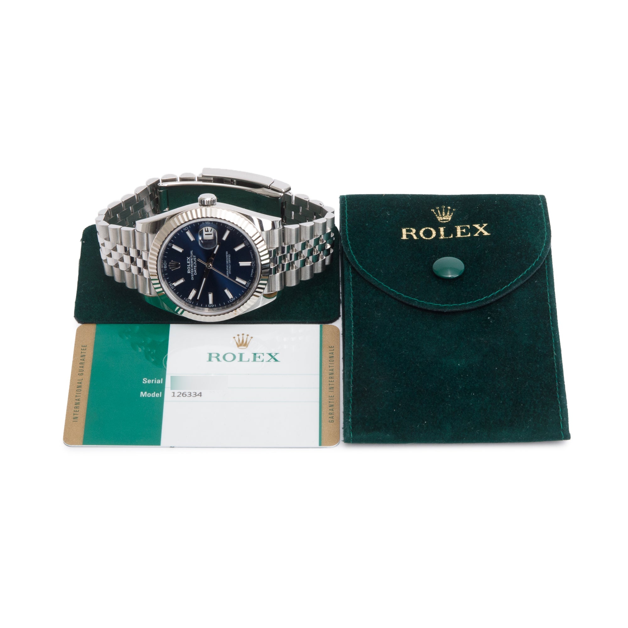 Rolex Stainless Steel Oyster Perpetual Datejust 41 MM Watch Blue Dial 126334 w/ Box & Papers