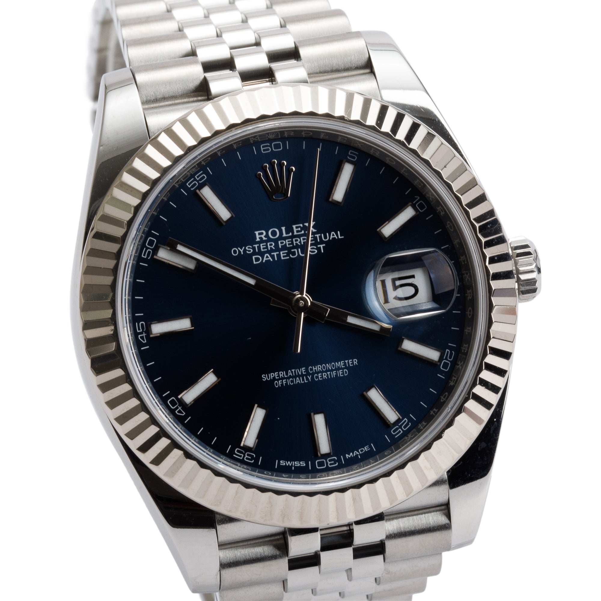 Rolex Stainless Steel Oyster Perpetual Datejust 41 MM Watch Blue Dial 126334 w/ Box & Papers