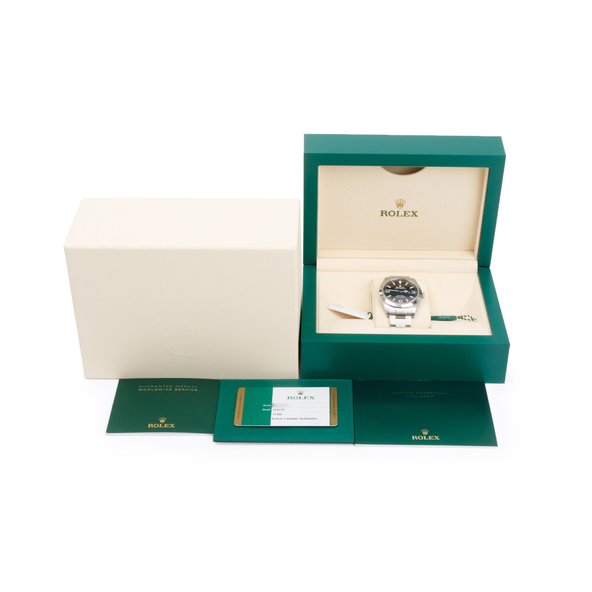Rolex Stainless Steel Oyster Perpetual Explorer 39 MM Watch 214270 w/ Box & Papers
