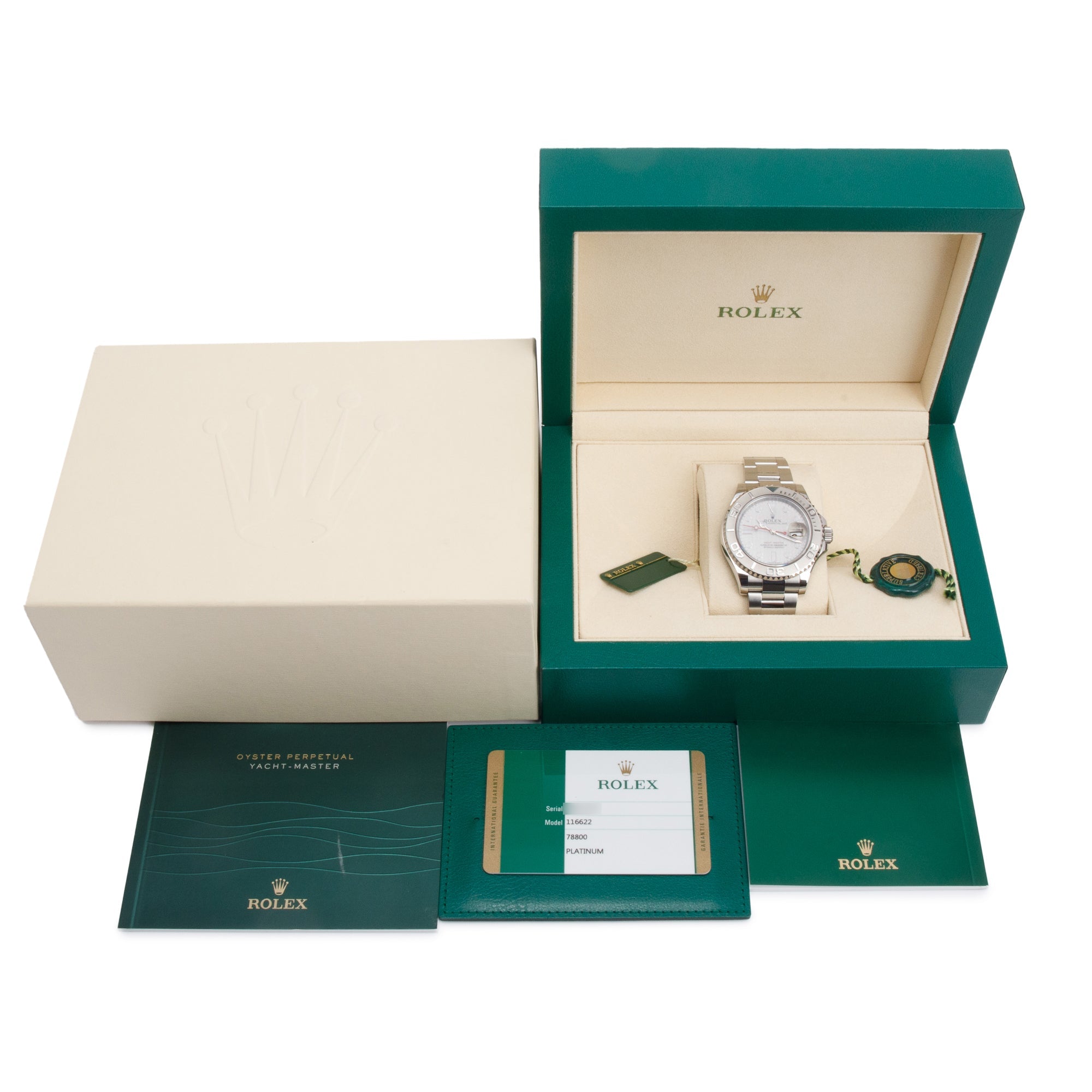 Rolex Stainless Steel & Platinum Yacht-Master Date 40 MM Automatic Watch 116622 w/ Box & Papers