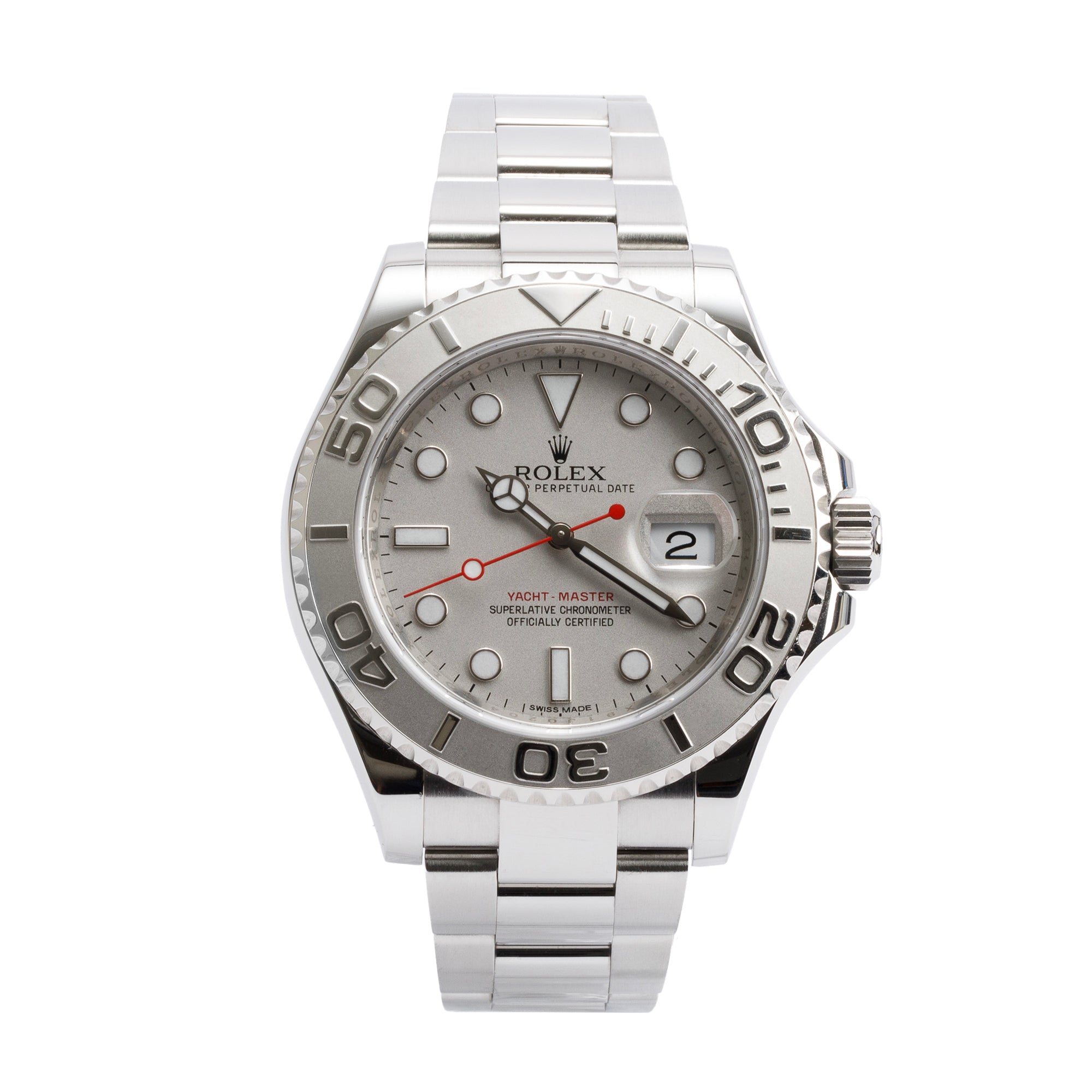 Rolex Stainless Steel & Platinum Yacht-Master Date 40 MM Automatic Watch 116622 w/ Box & Papers