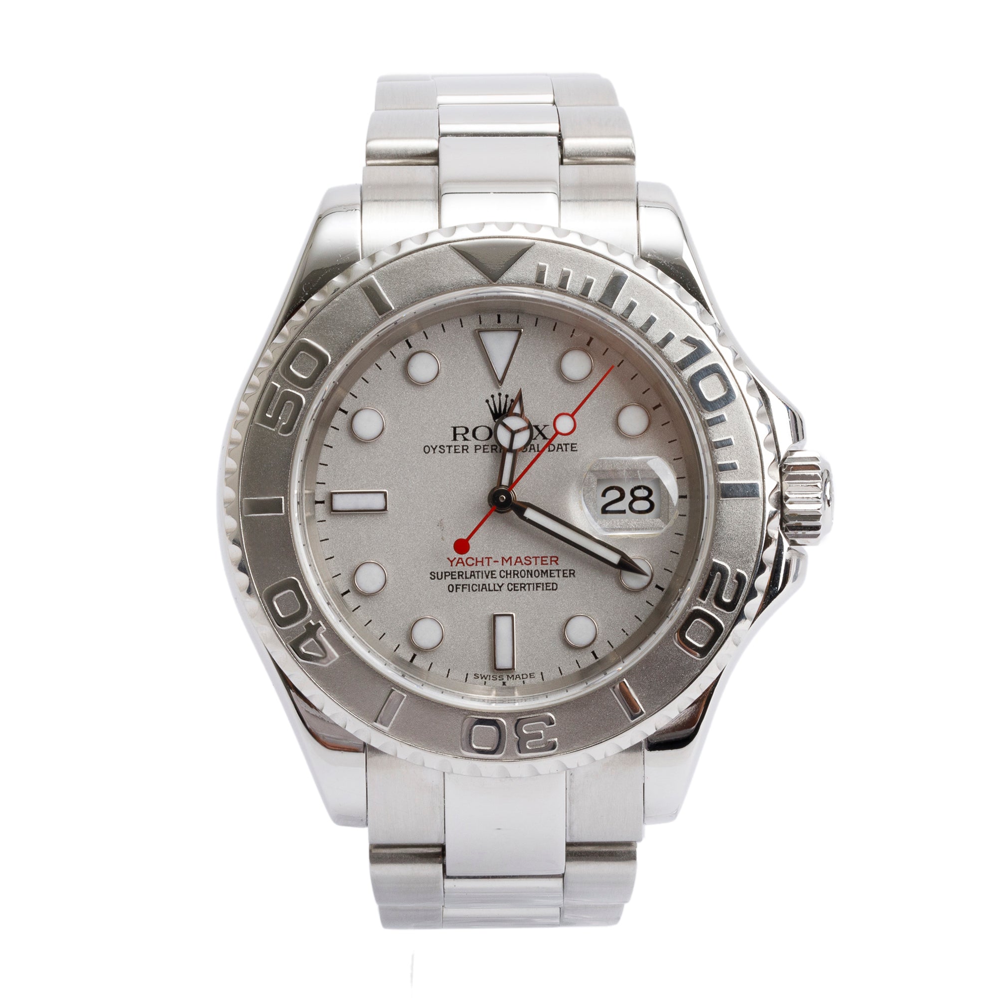 Rolex Stainless Steel & Platinum Yacht-Master Date 40 MM Automatic Watch 16622 w/ Box