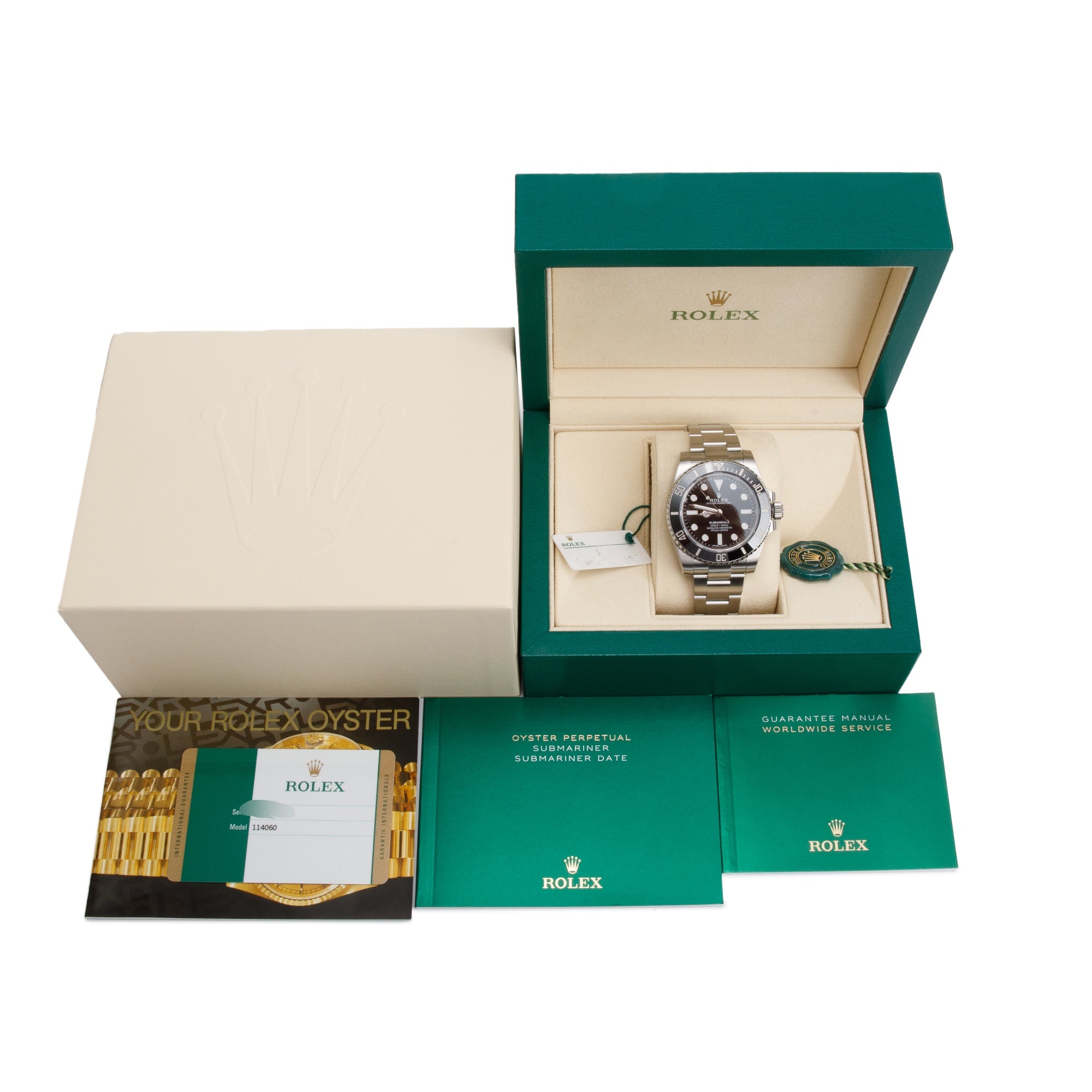Rolex Stainless Steel Submariner (No Date) 40 MM Automatic Watch 114060 w/ Box & Papers