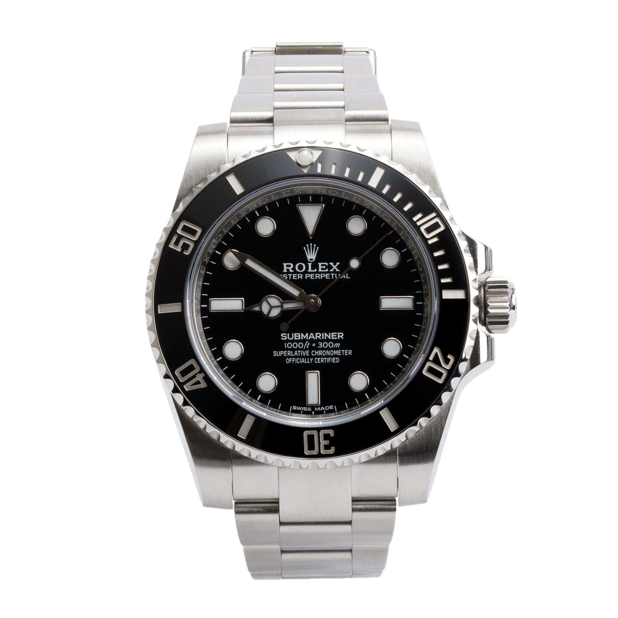 Rolex Stainless Steel Submariner (No Date) 40 MM Automatic Watch 114060 w/ Box & Papers