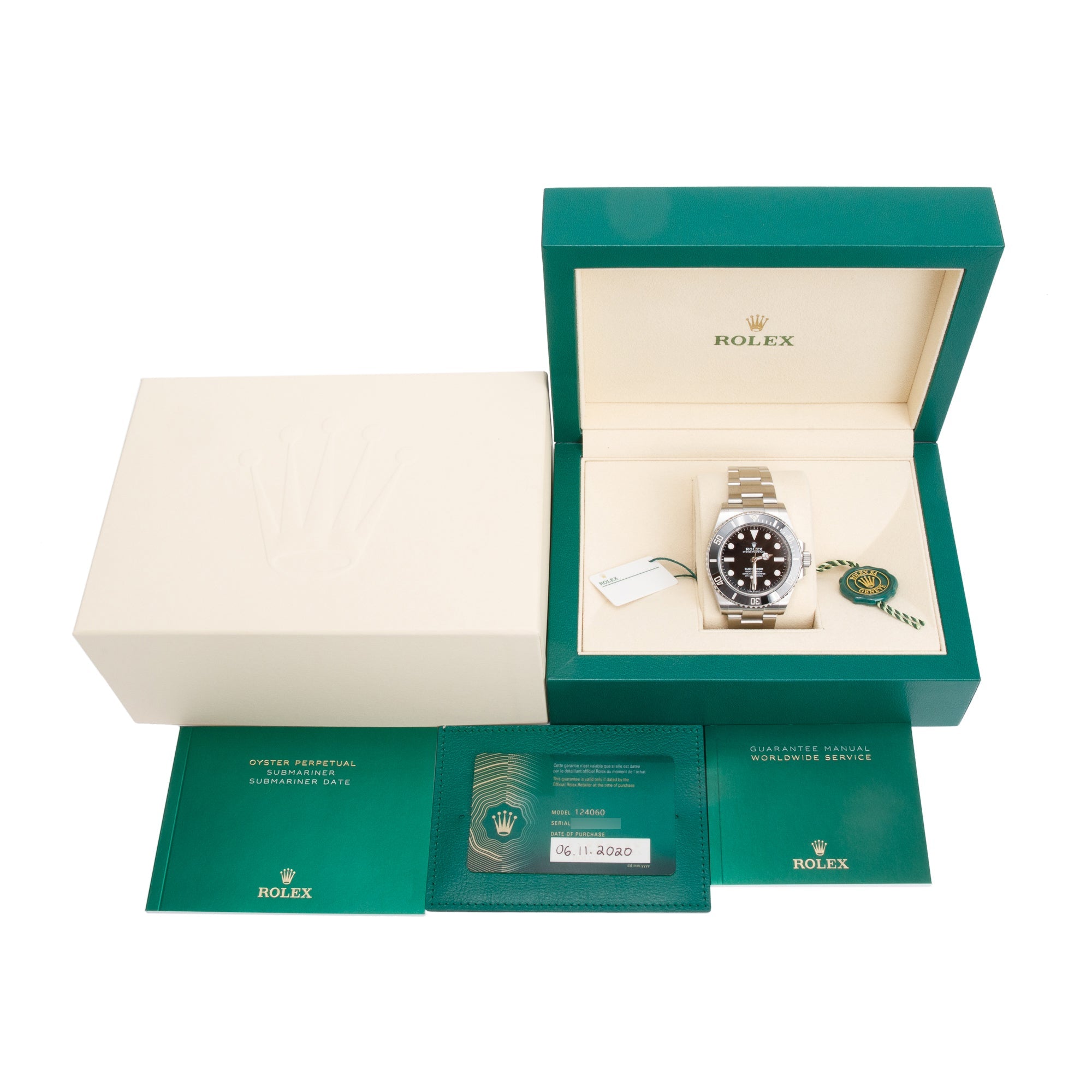 Rolex Stainless Steel Submariner (No Date) 41 MM Automatic Watch 124060 w/ Box & Papers