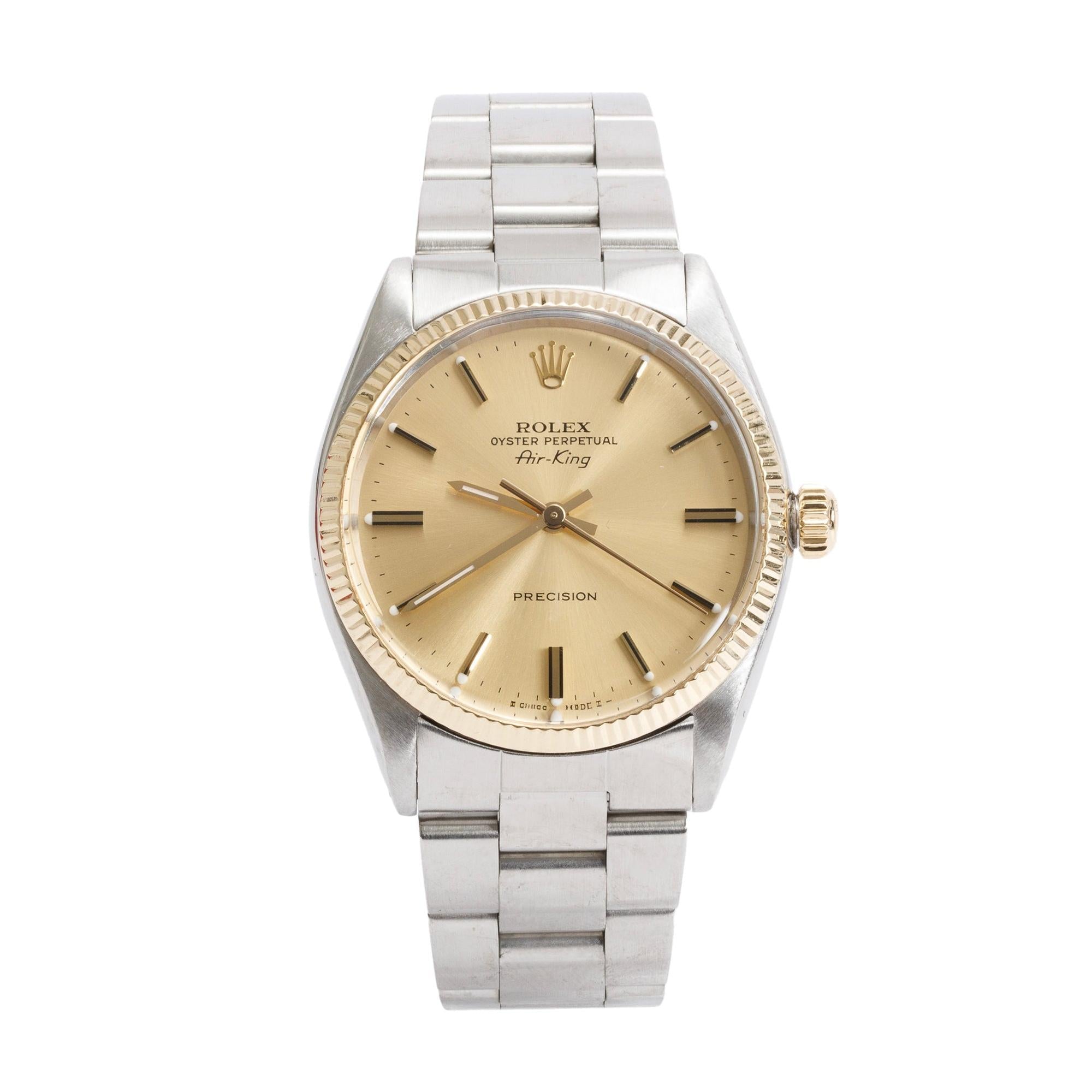 Rolex Vintage Stainless Steel & 18k Yellow Gold Air King 34 MM Watch 5501
