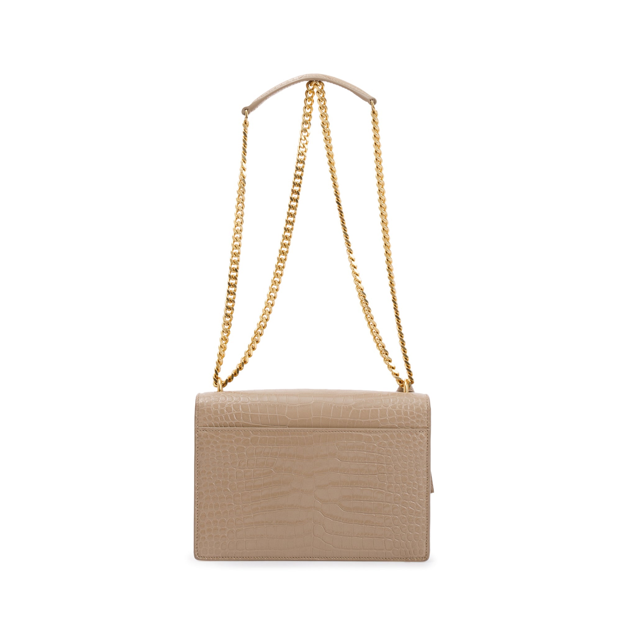 Saint Laurent 2020 Beige Crocodile Embossed Leather Medium Sunset Bag w/ Box