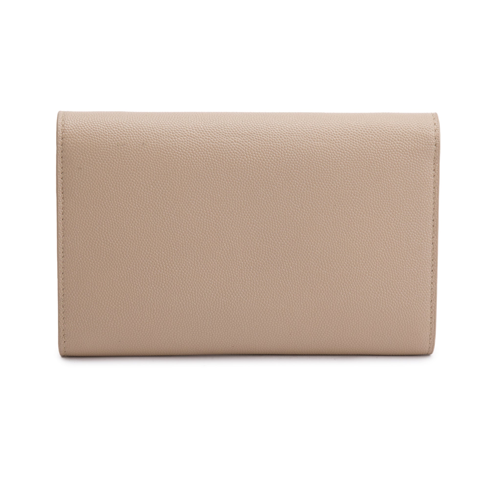 Saint Laurent 2020 Beige Grain De Poudre Leather Uptown Chain Wallet w/ Box & Insert