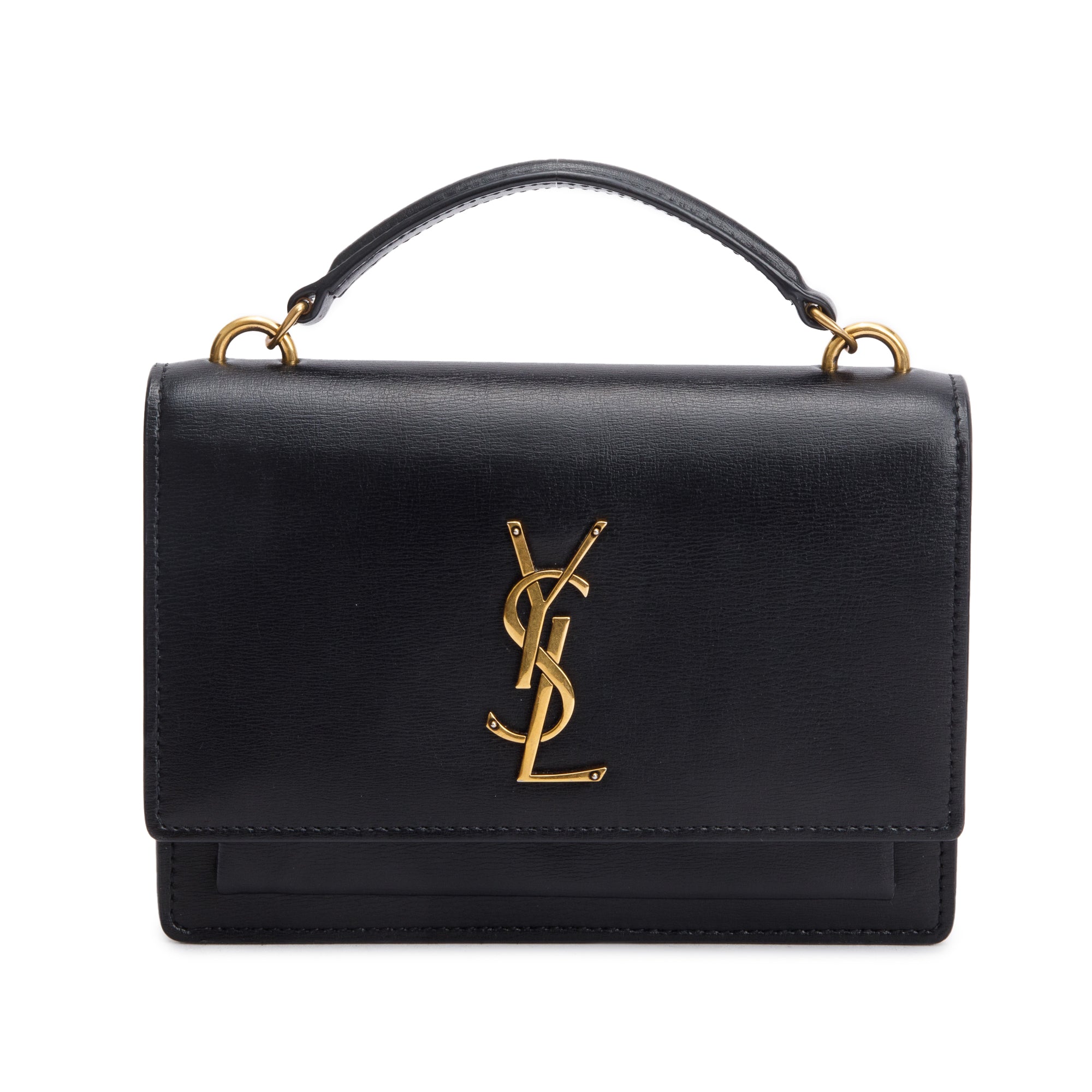 Saint Laurent 2020 Black Calfskin Leather Sunset Chain Wallet w/ Box