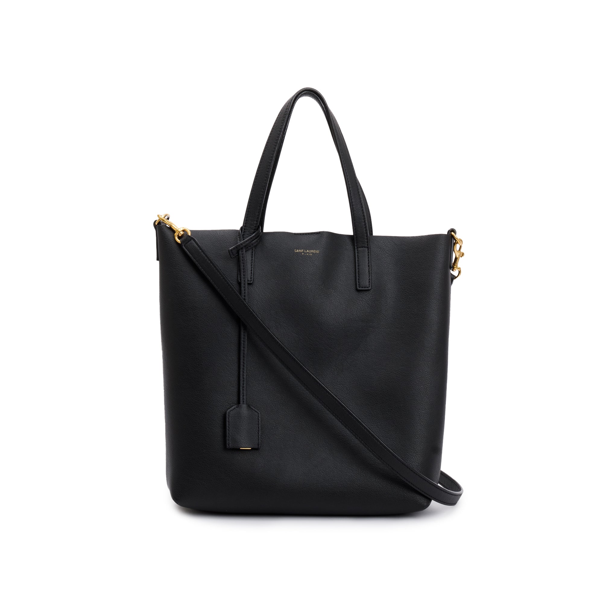 Saint Laurent 2020 Black Calfskin Leather Toy Shopping Tote w/ Strap & Box