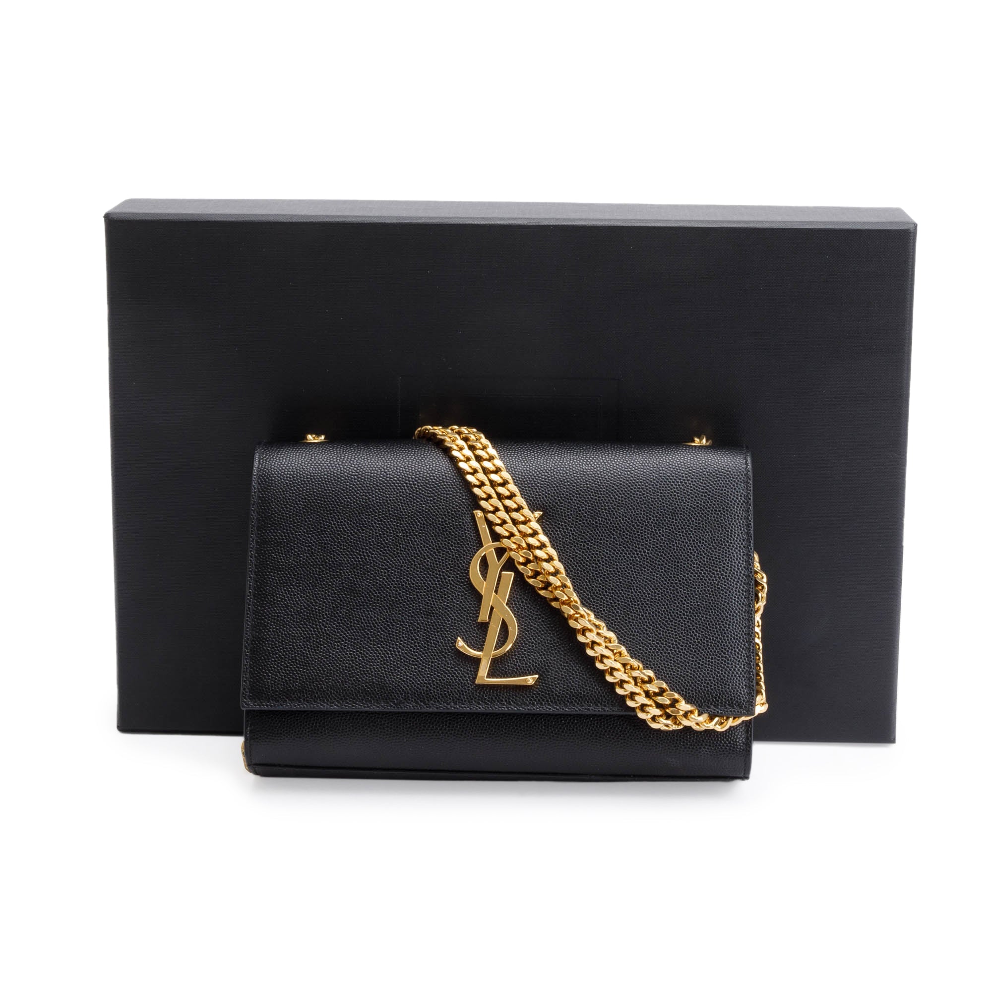 Saint Laurent 2020 Black Grain De Poudre Leather Small Kate Bag w/ Box