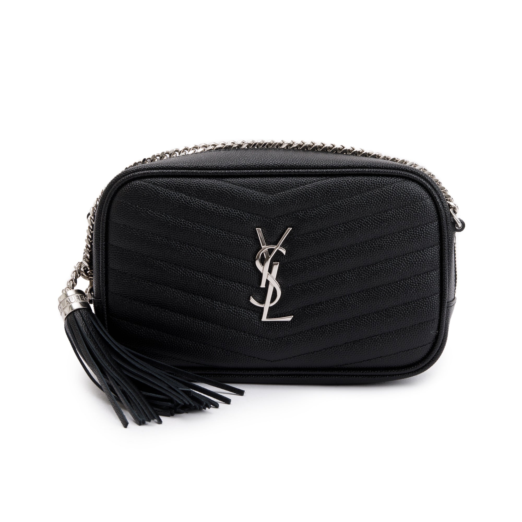 Saint Laurent 2020 Black Grain de Poudre Matelasse Mini Lou Camera Bag
