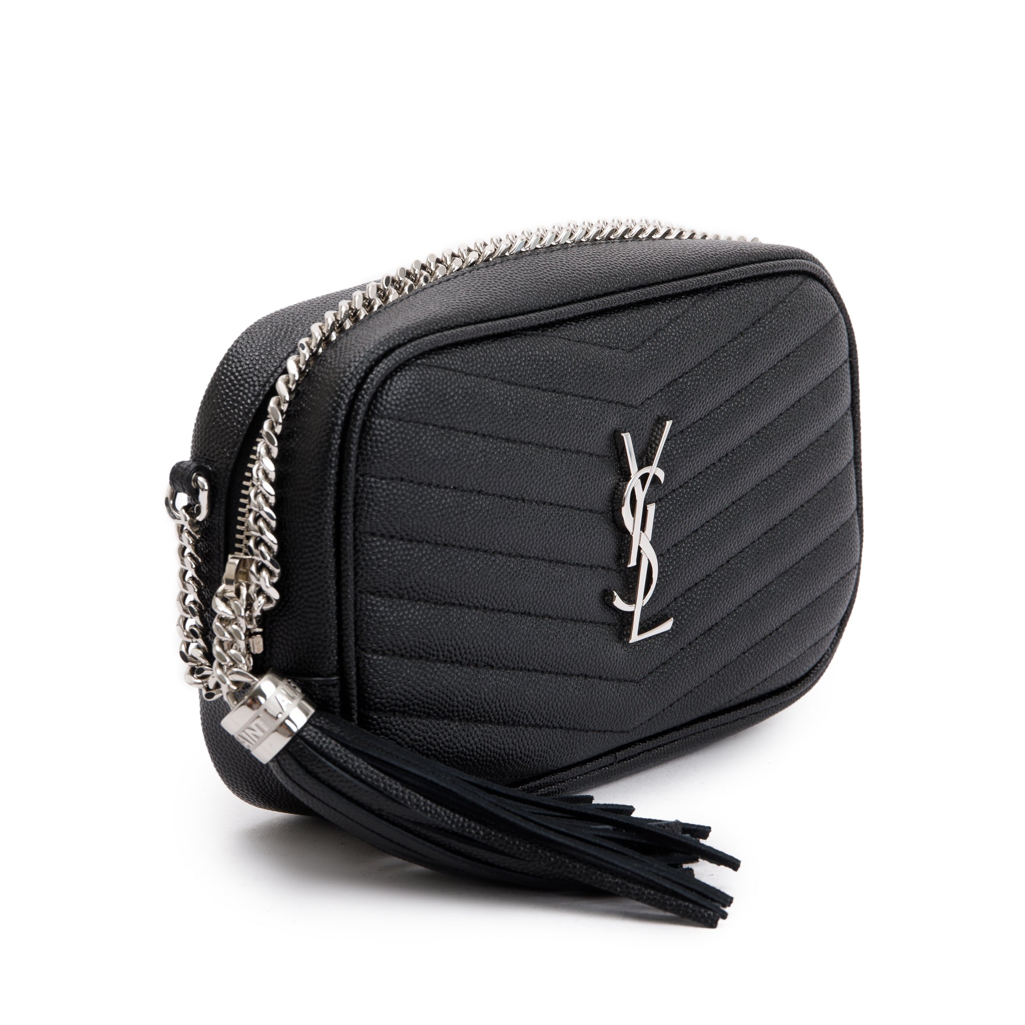 Saint Laurent 2020 Black Grain de Poudre Matelasse Mini Lou Camera Bag