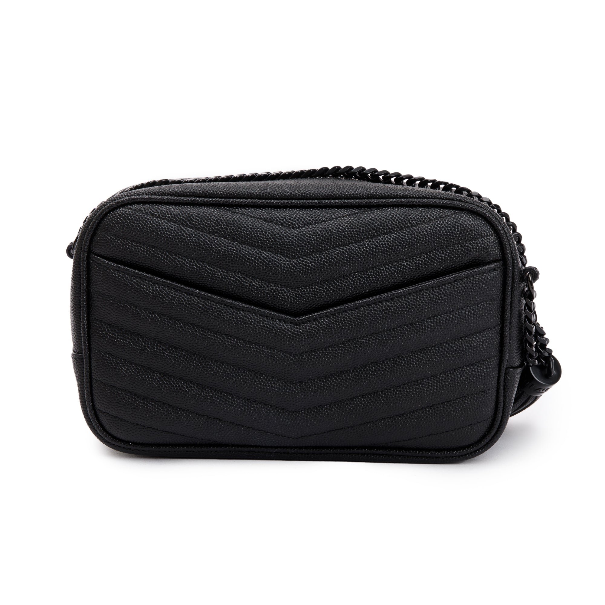 Saint Laurent 2020 Black Grain de Poudre Matelasse Mini Lou Camera Bag w/ Box