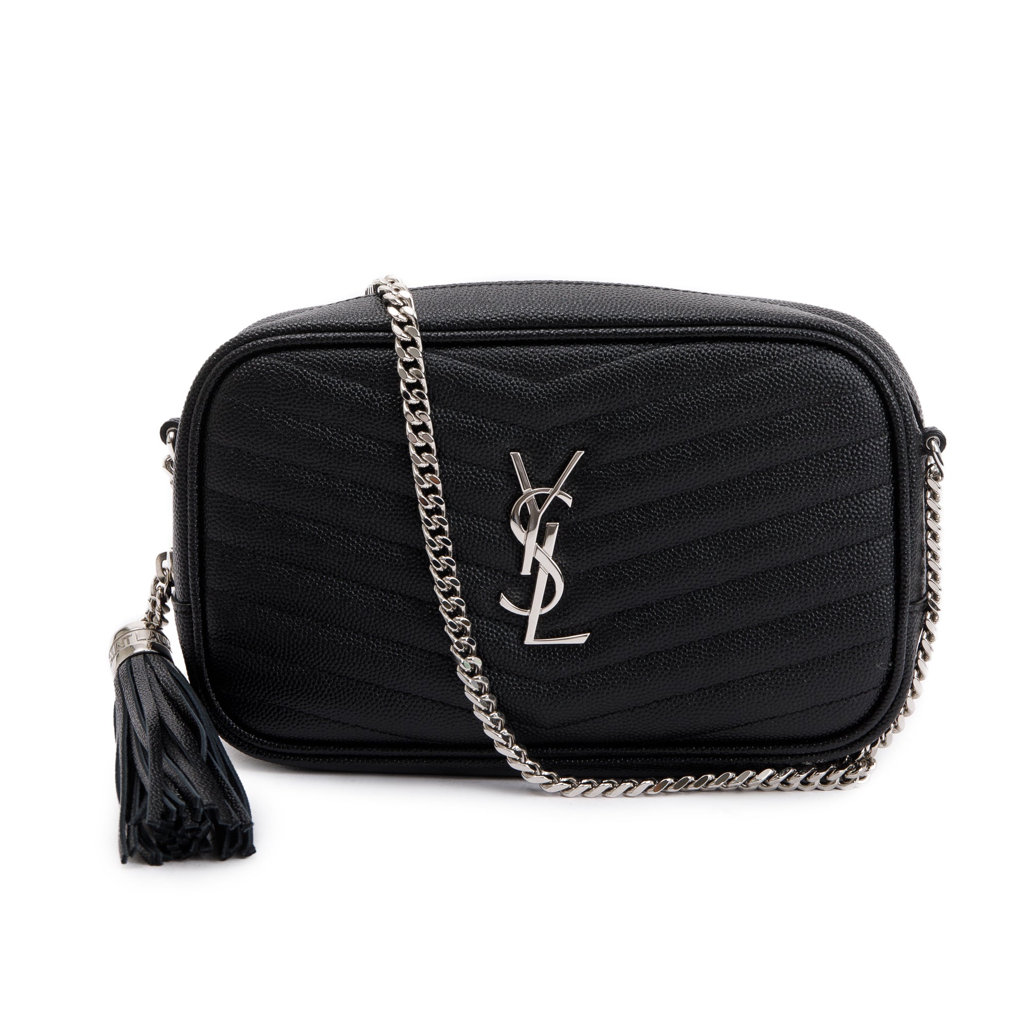 Saint Laurent 2020 Black Grain de Poudre Matelasse Mini Lou Camera Bag