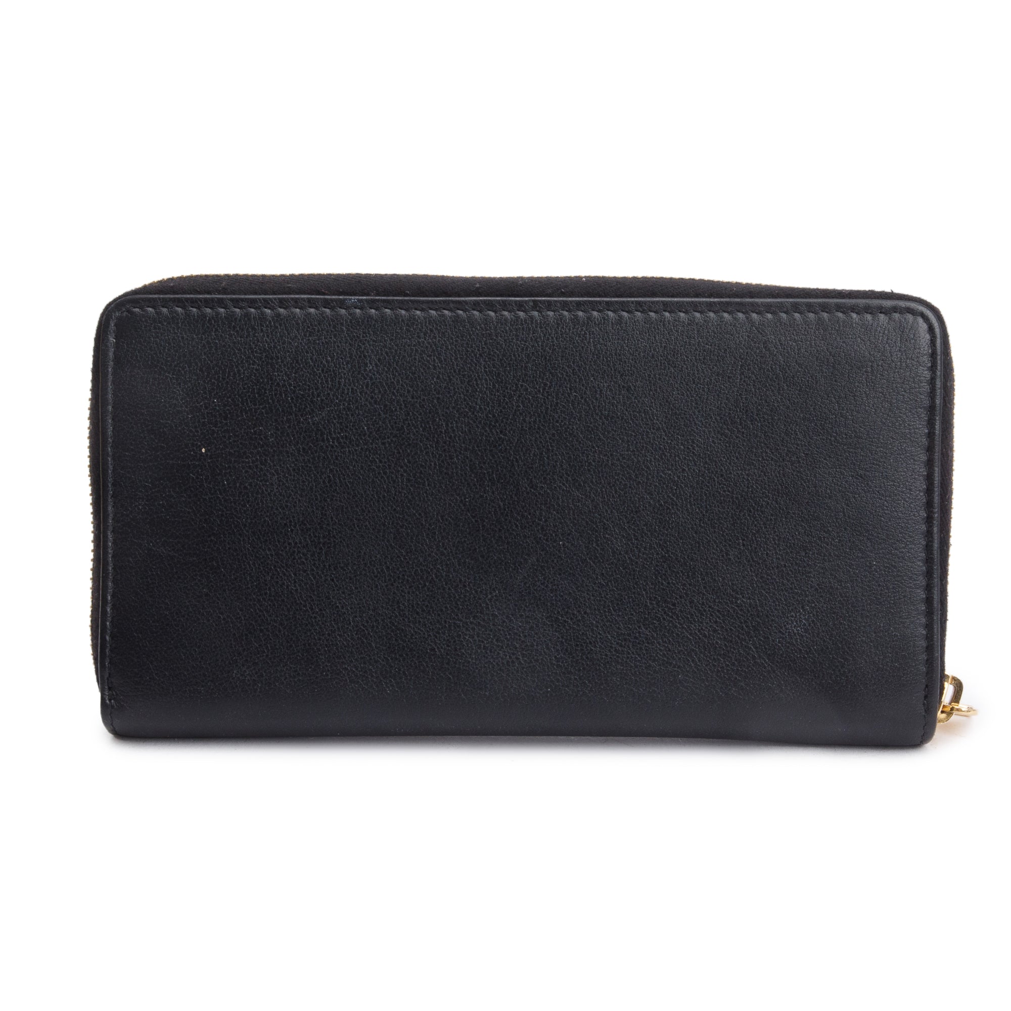 Saint Laurent 2020 Black Grained De Poudre Cassandre Zip Around Wallet w/ Box