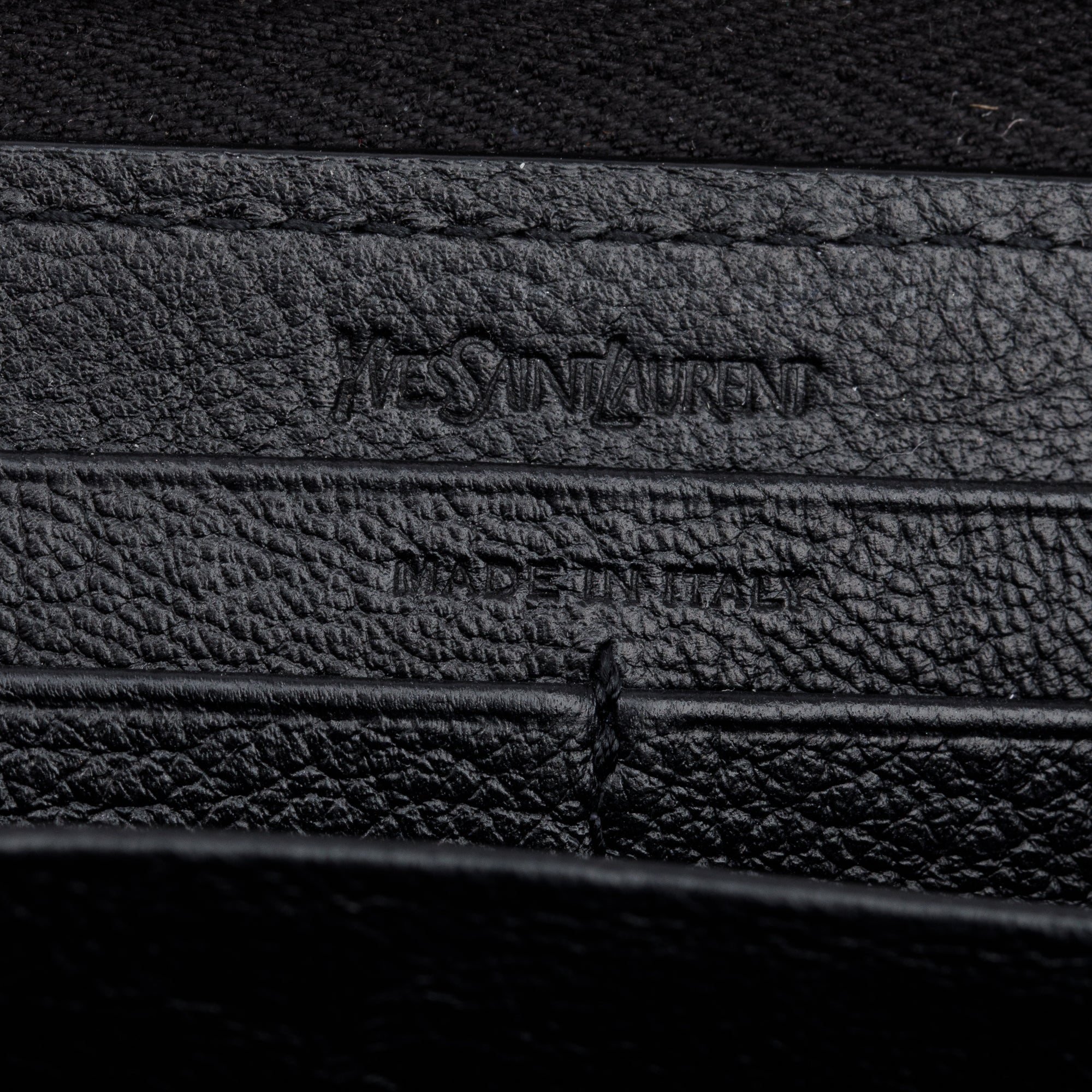 Saint Laurent 2020 Black Grained De Poudre Cassandre Zip Around Wallet w/ Box