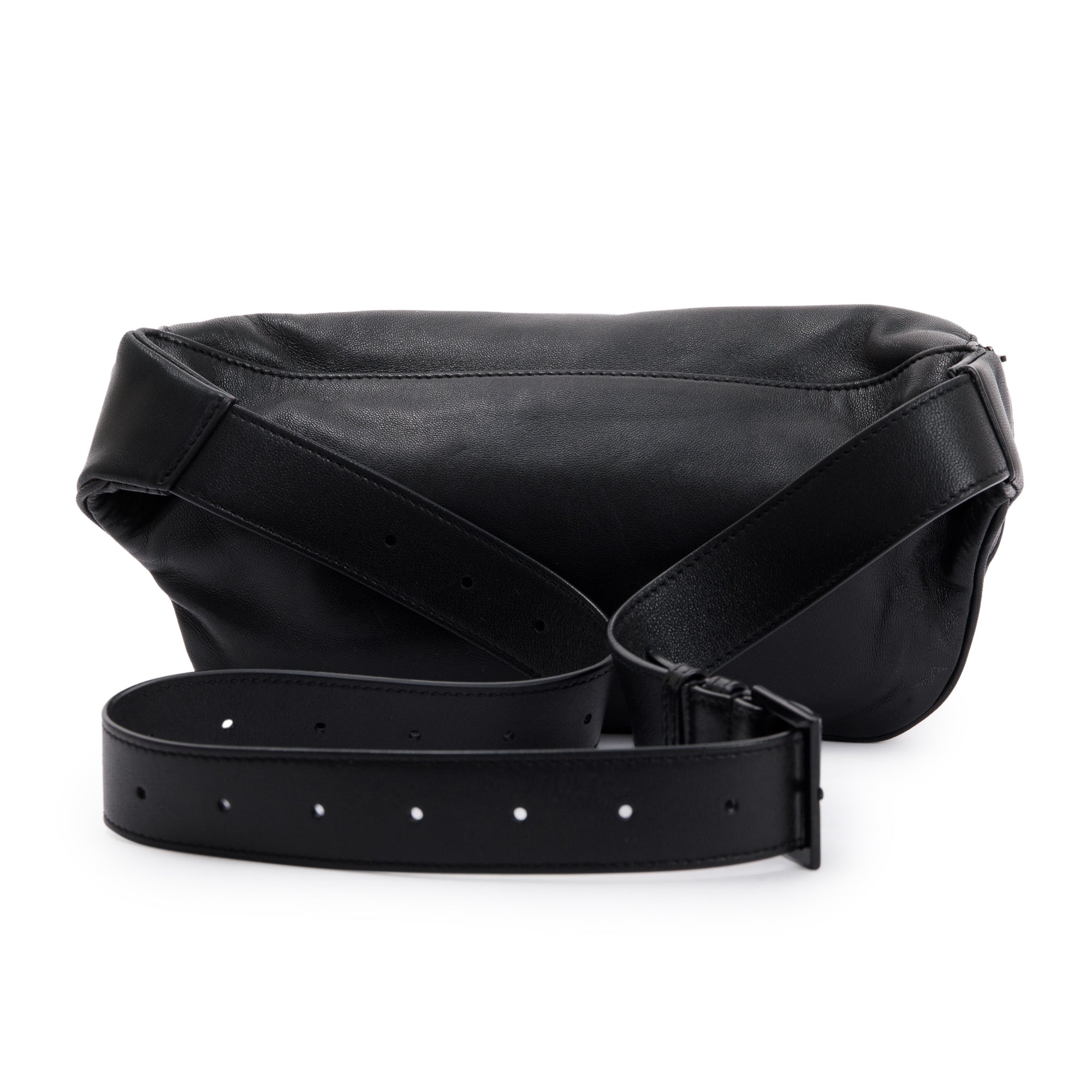 Saint Laurent 2020 Black Lambskin Cassandre Classic Crossbody Belt Bag
